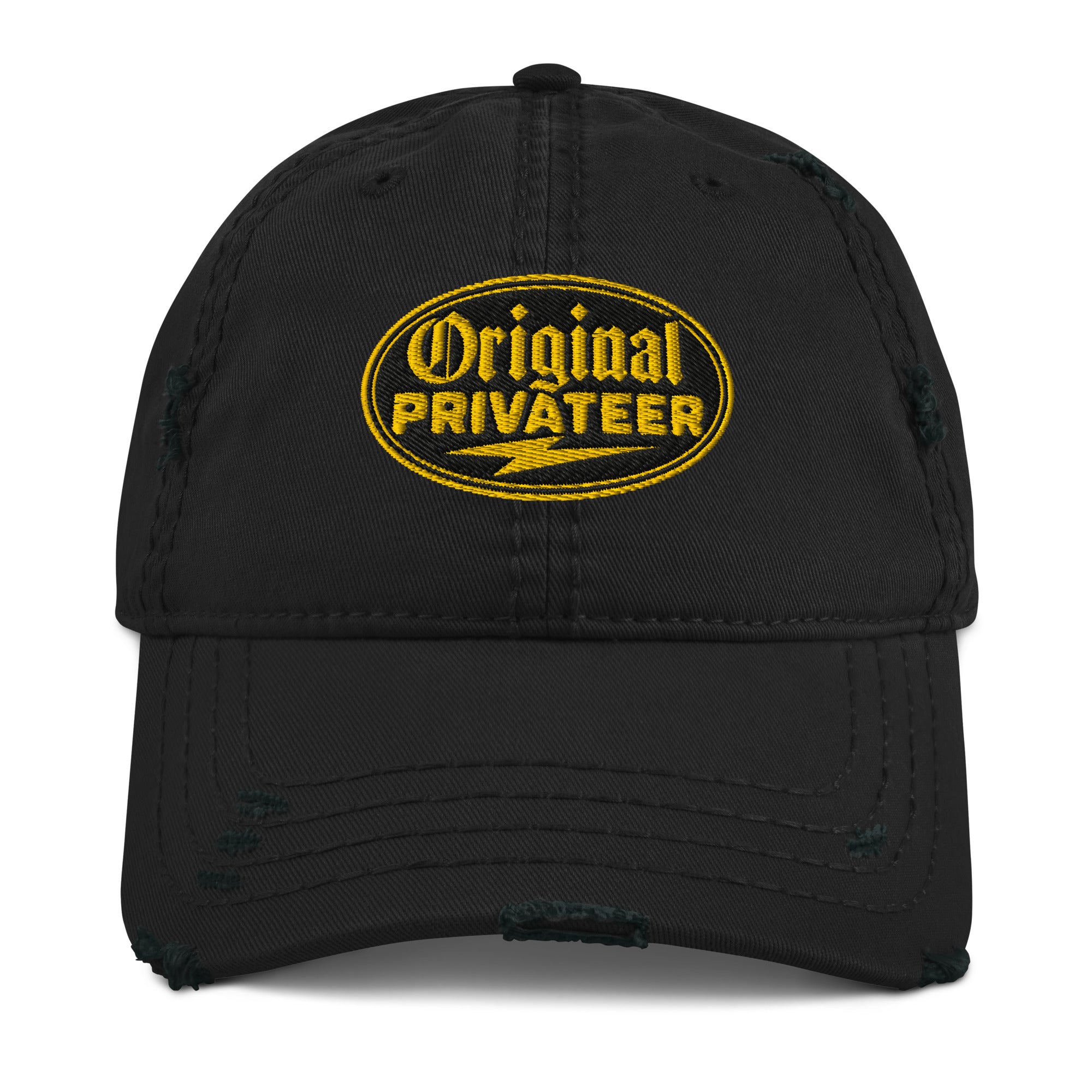 Black & Gold Distressed Dad Hat | Original Privateer