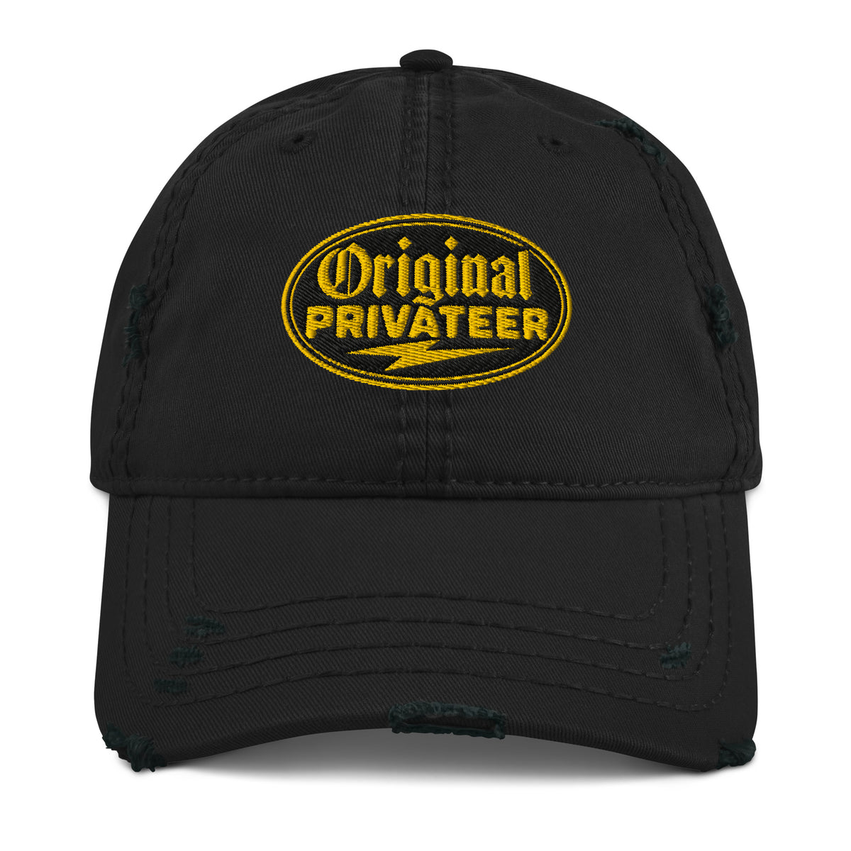 Black & Gold Distressed Dad Hat | Original Privateer