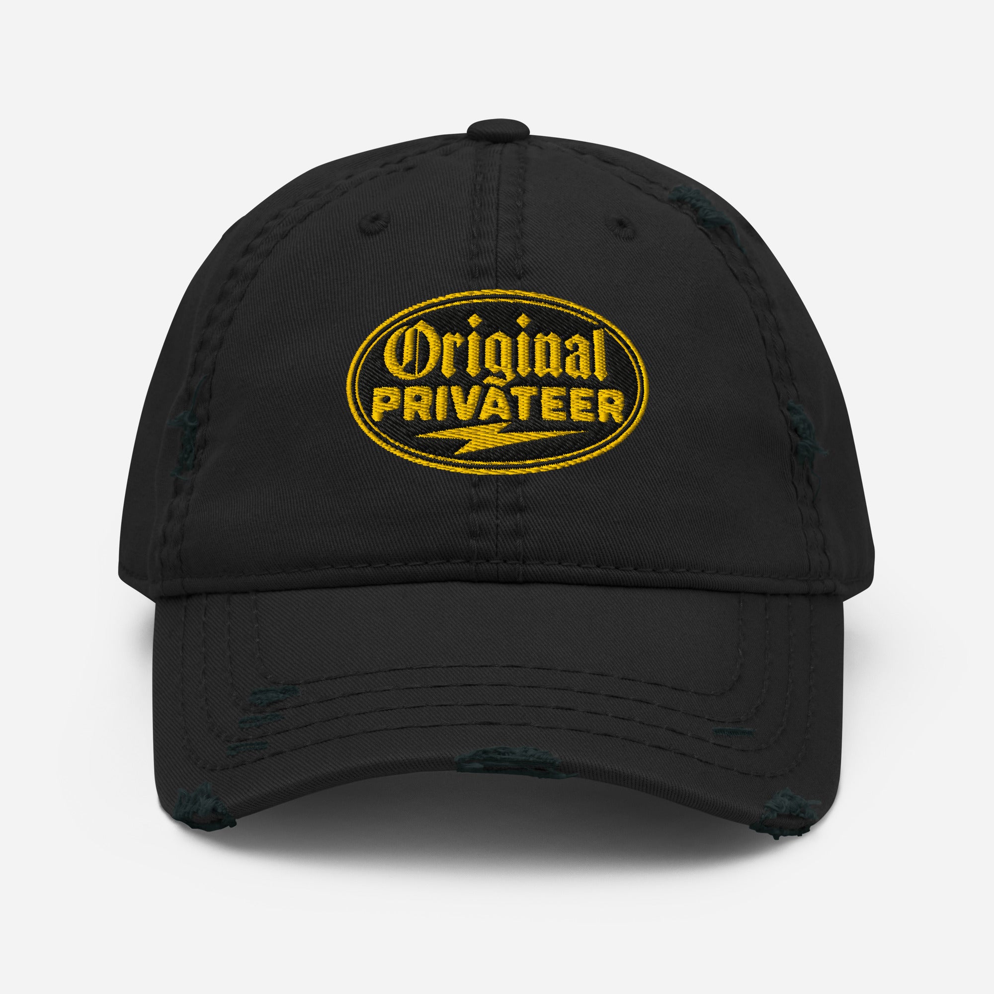 Black & Gold Distressed Dad Hat | Original Privateer