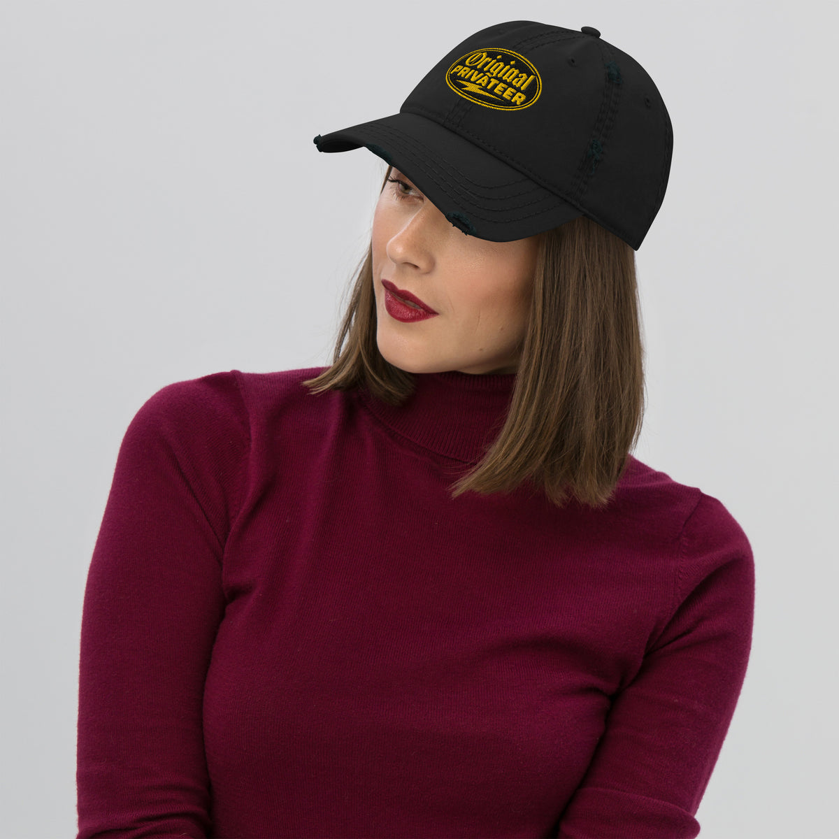 Black & Gold Distressed Dad Hat | Original Privateer