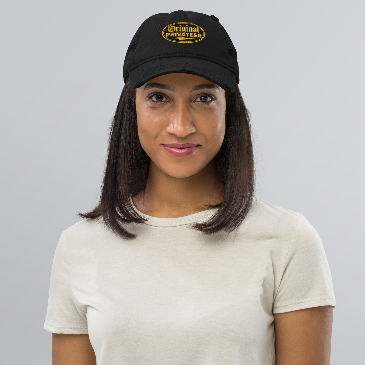 Black & Gold Distressed Dad Hat | Original Privateer