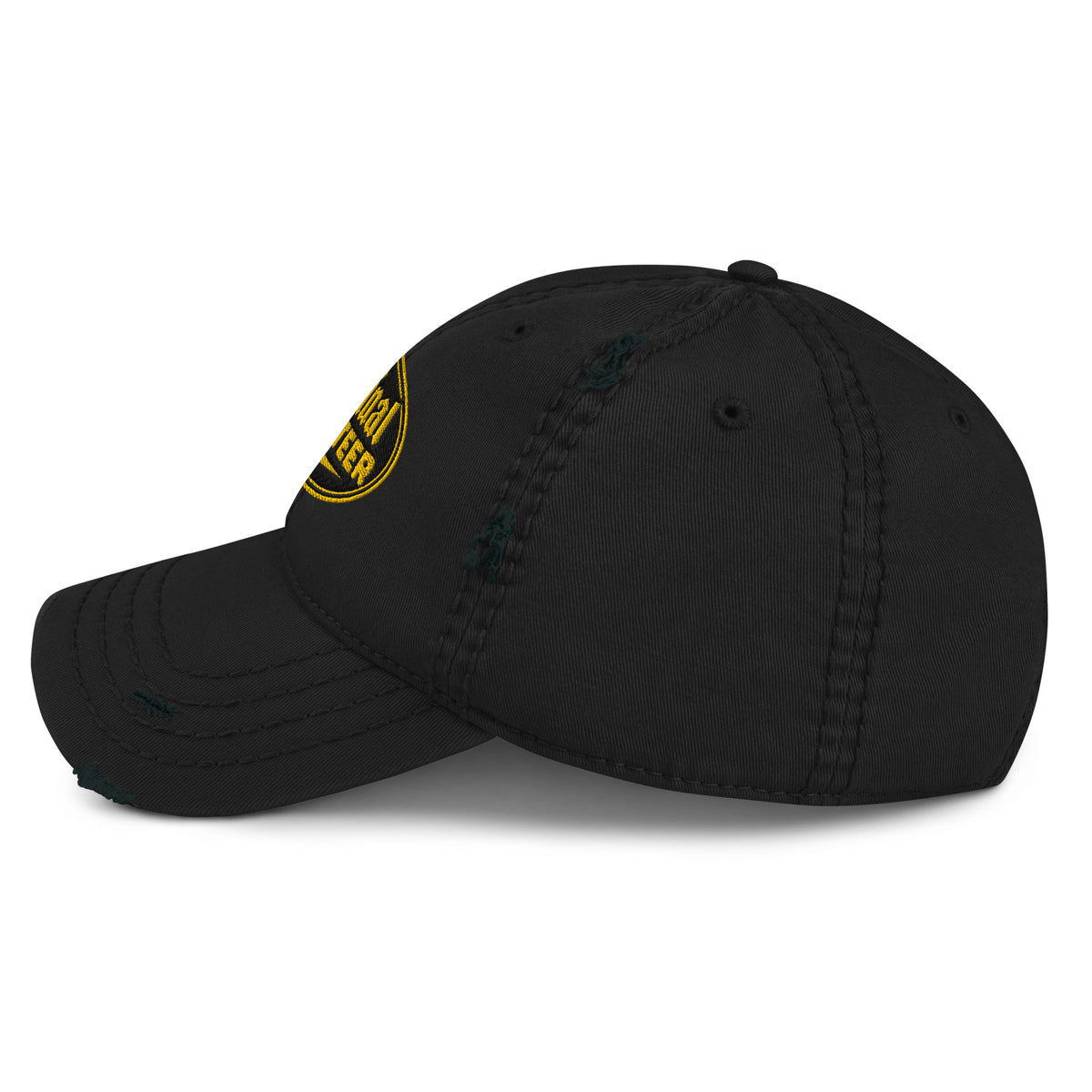 Black & Gold Distressed Dad Hat | Original Privateer