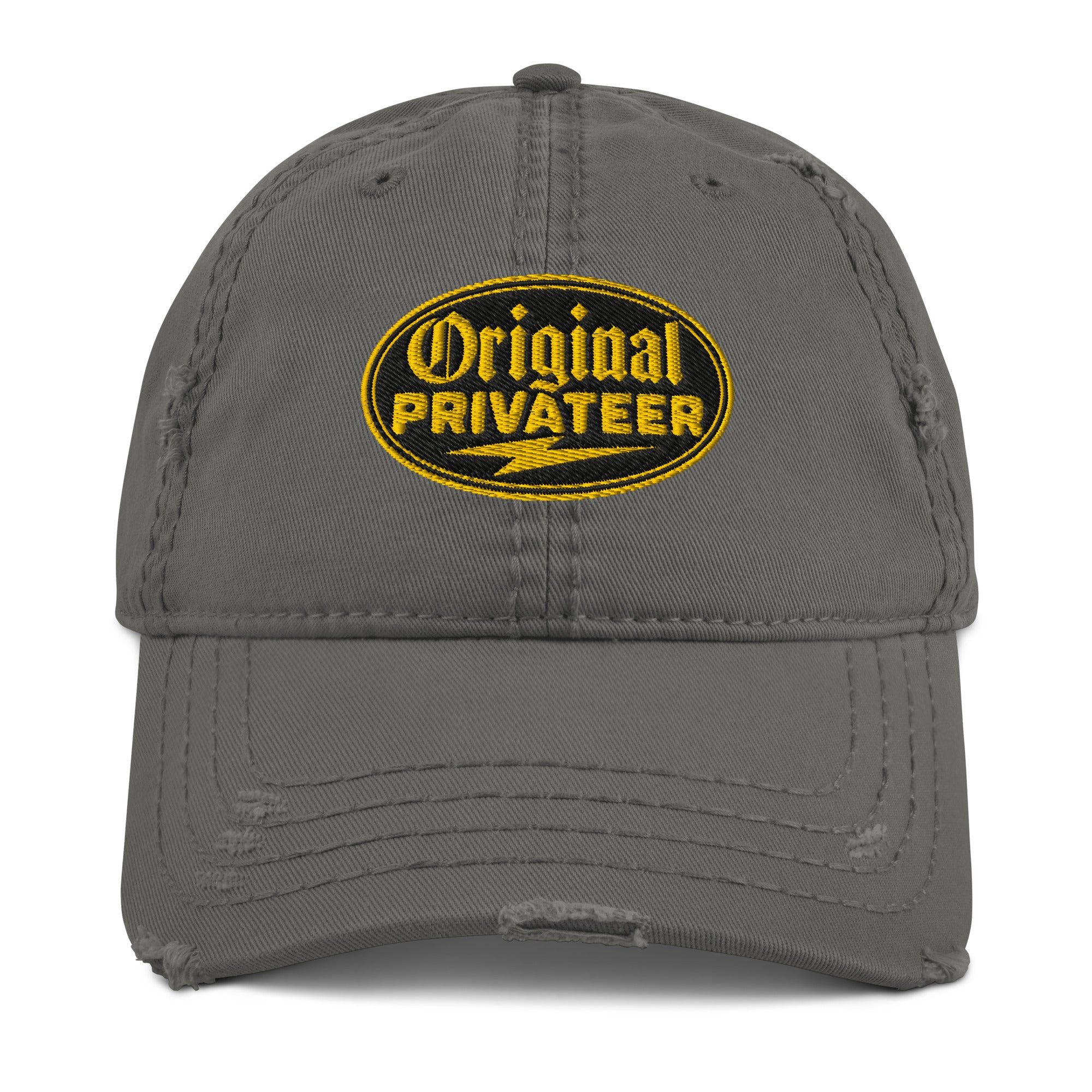 Black & Gold Distressed Dad Hat | Original Privateer