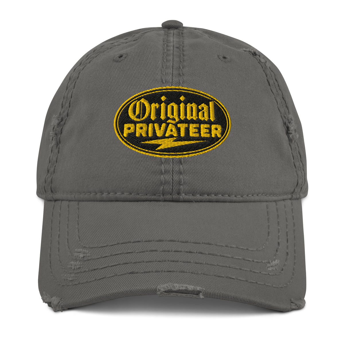 Black & Gold Distressed Dad Hat | Original Privateer
