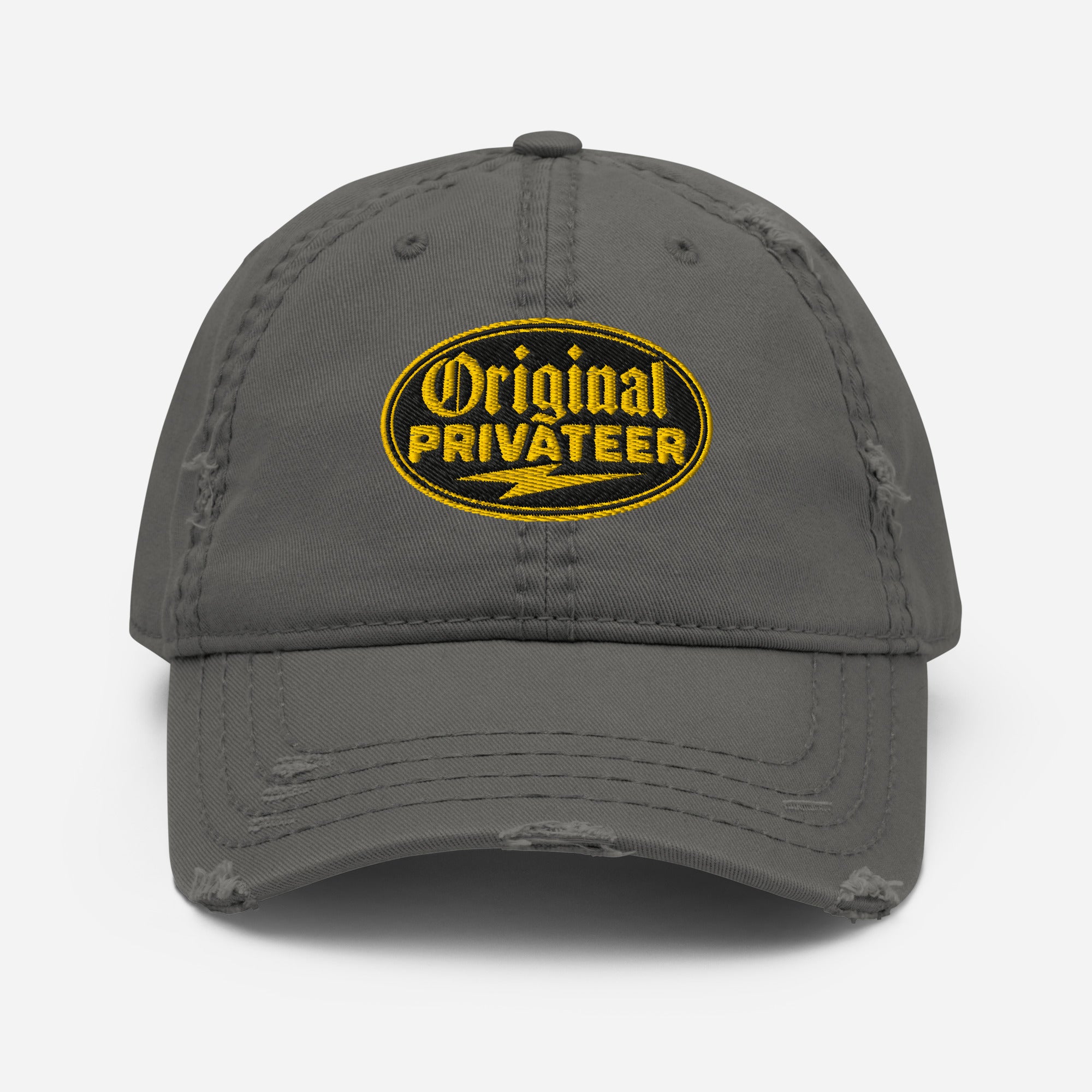 Black & Gold Distressed Dad Hat | Original Privateer