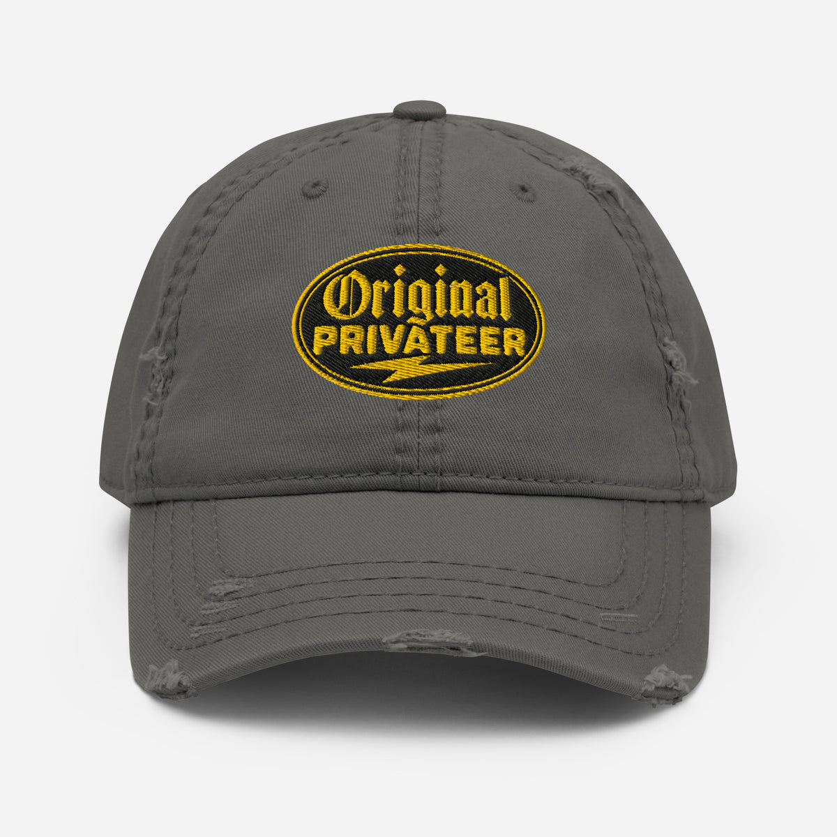 Black & Gold Distressed Dad Hat | Original Privateer