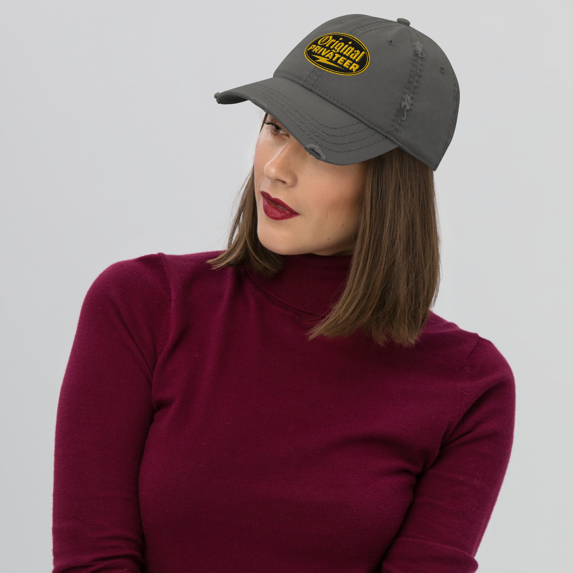 Black & Gold Distressed Dad Hat | Original Privateer