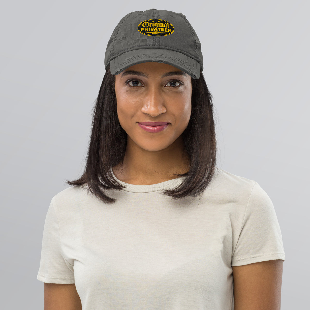 Black & Gold Distressed Dad Hat | Original Privateer