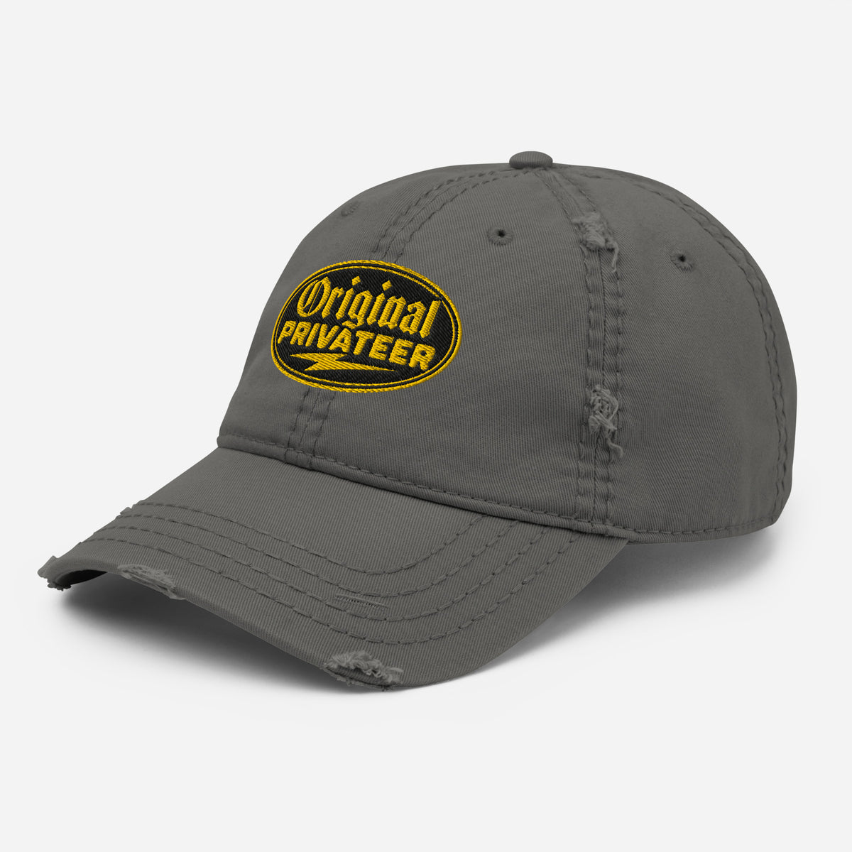 Black & Gold Distressed Dad Hat | Original Privateer