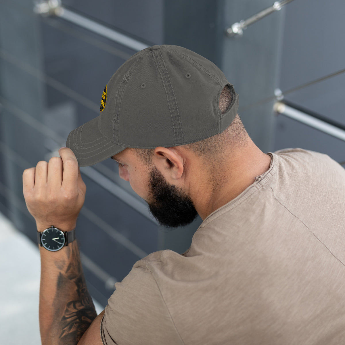 Black & Gold Distressed Dad Hat | Original Privateer