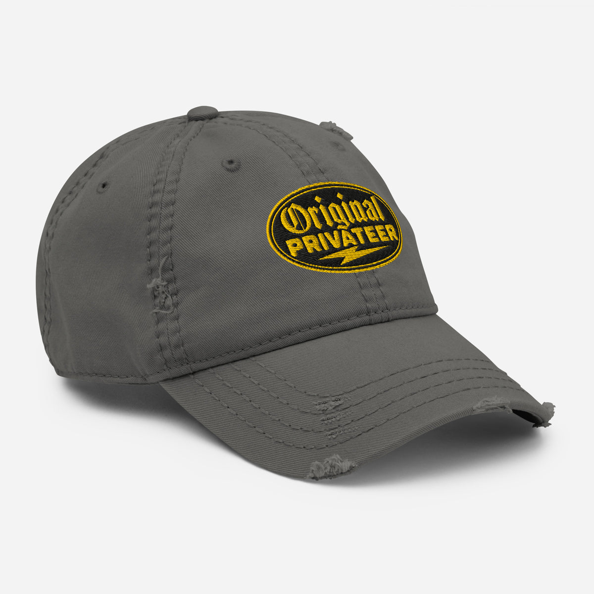 Black & Gold Distressed Dad Hat | Original Privateer