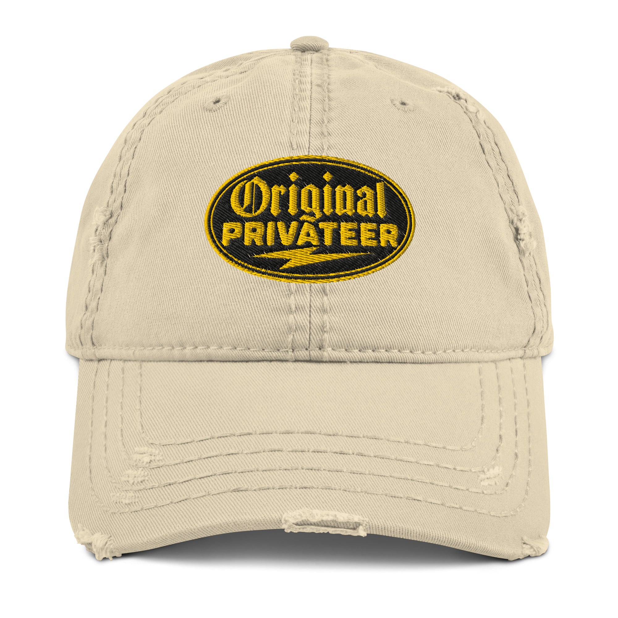 Black & Gold Distressed Dad Hat | Original Privateer