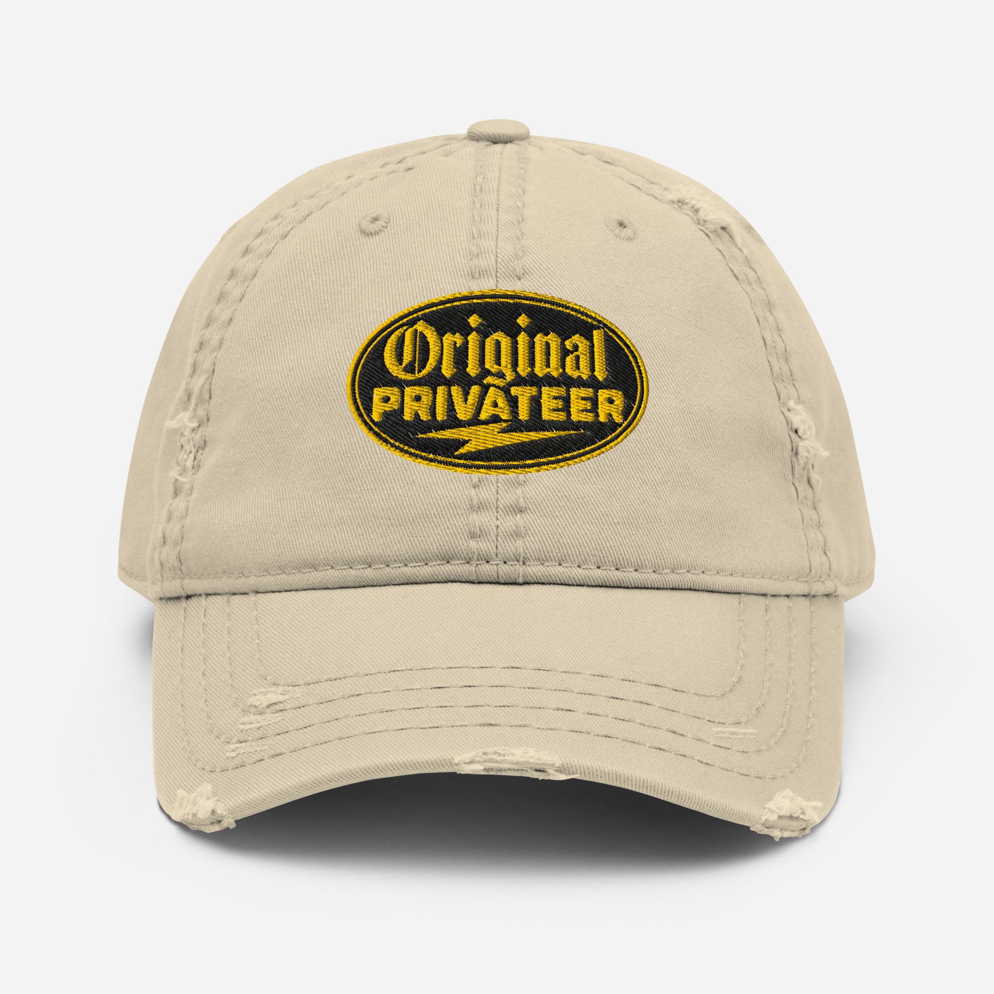 Black & Gold Distressed Dad Hat | Original Privateer