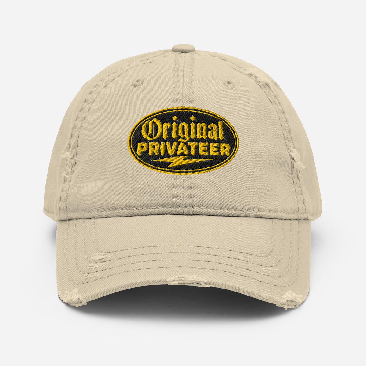 Black & Gold Distressed Dad Hat | Original Privateer
