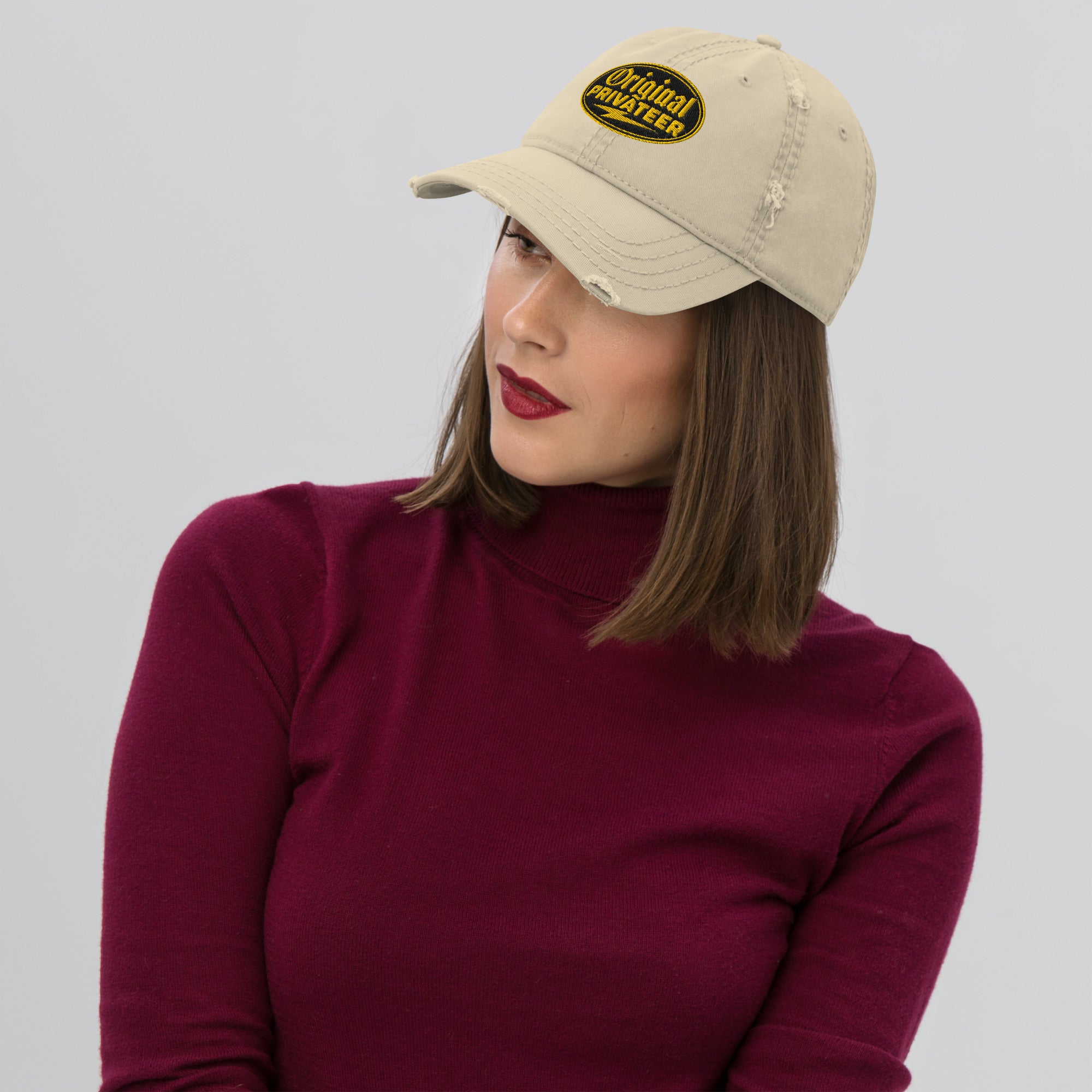 Black & Gold Distressed Dad Hat | Original Privateer