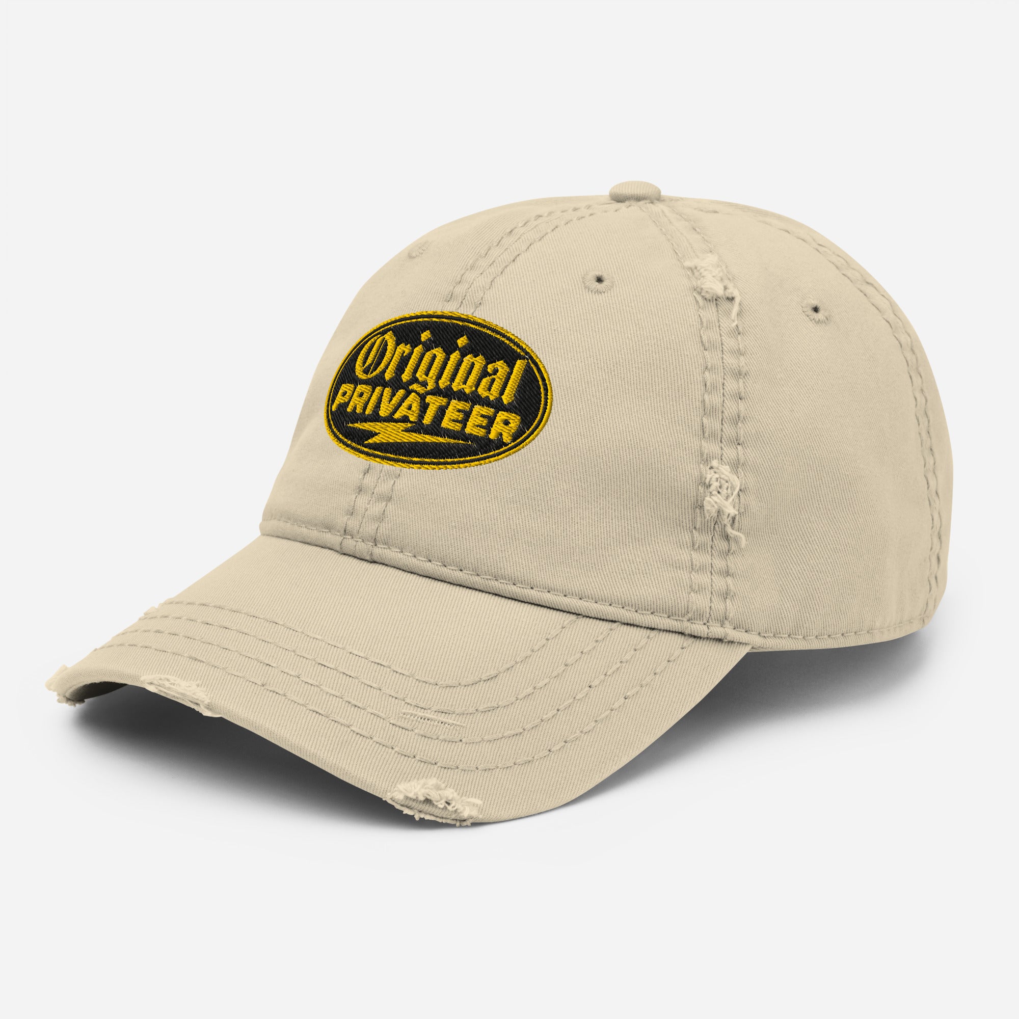 Black & Gold Distressed Dad Hat | Original Privateer