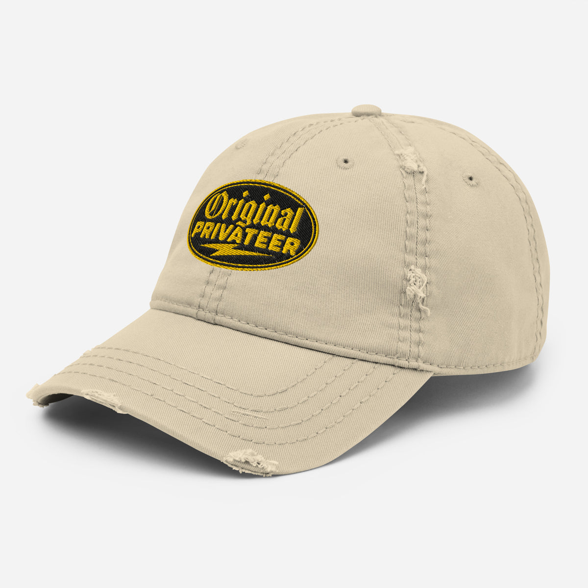 Black & Gold Distressed Dad Hat | Original Privateer