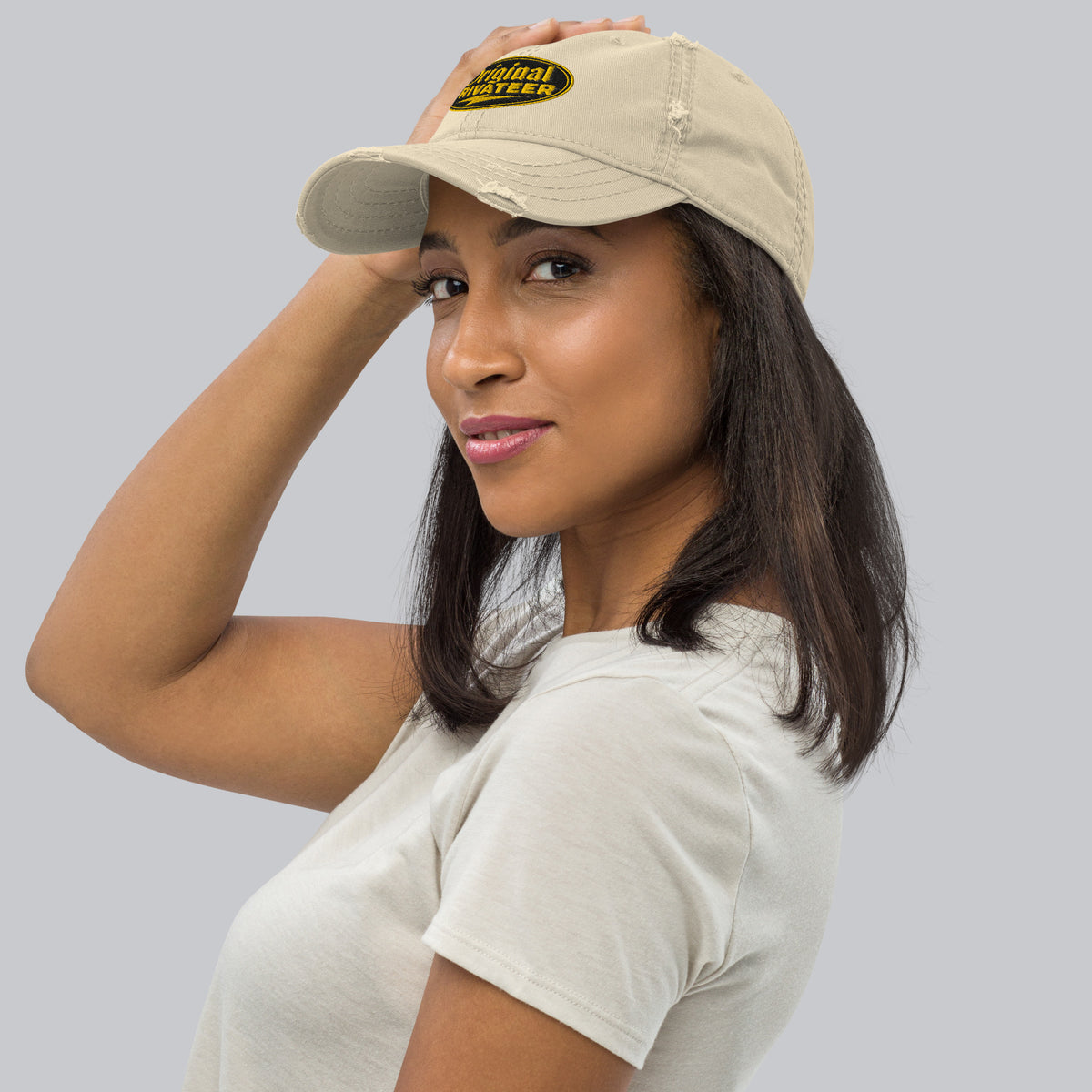 Black & Gold Distressed Dad Hat | Original Privateer