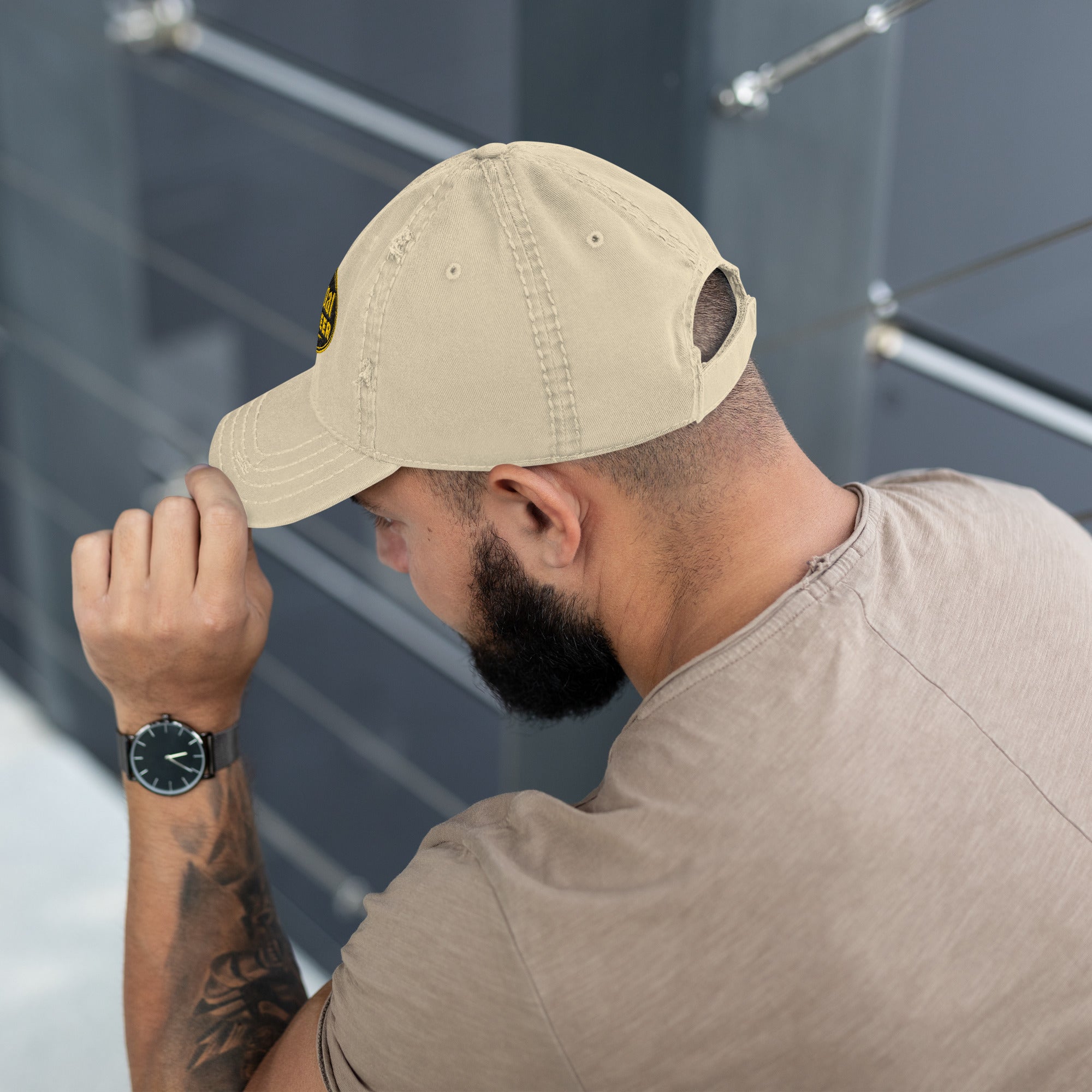 Black & Gold Distressed Dad Hat | Original Privateer