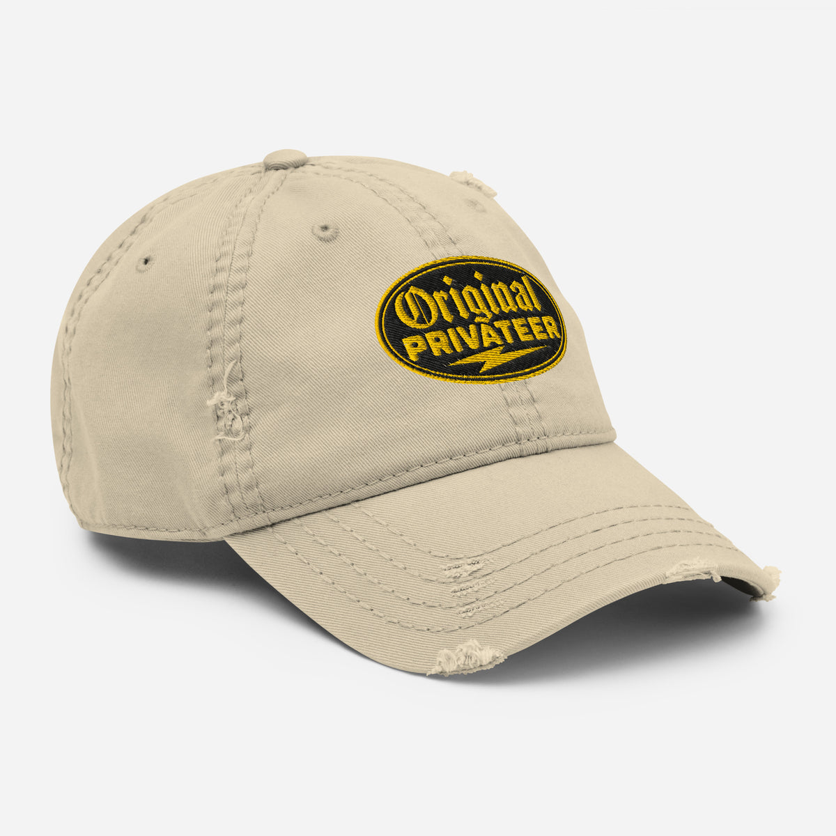 Black & Gold Distressed Dad Hat | Original Privateer