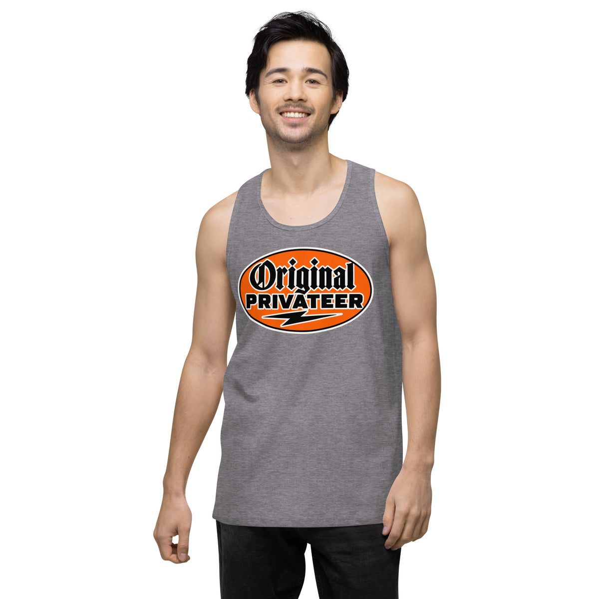 Men's Retro Orange Motorcycle Tank Top | Original Privateer