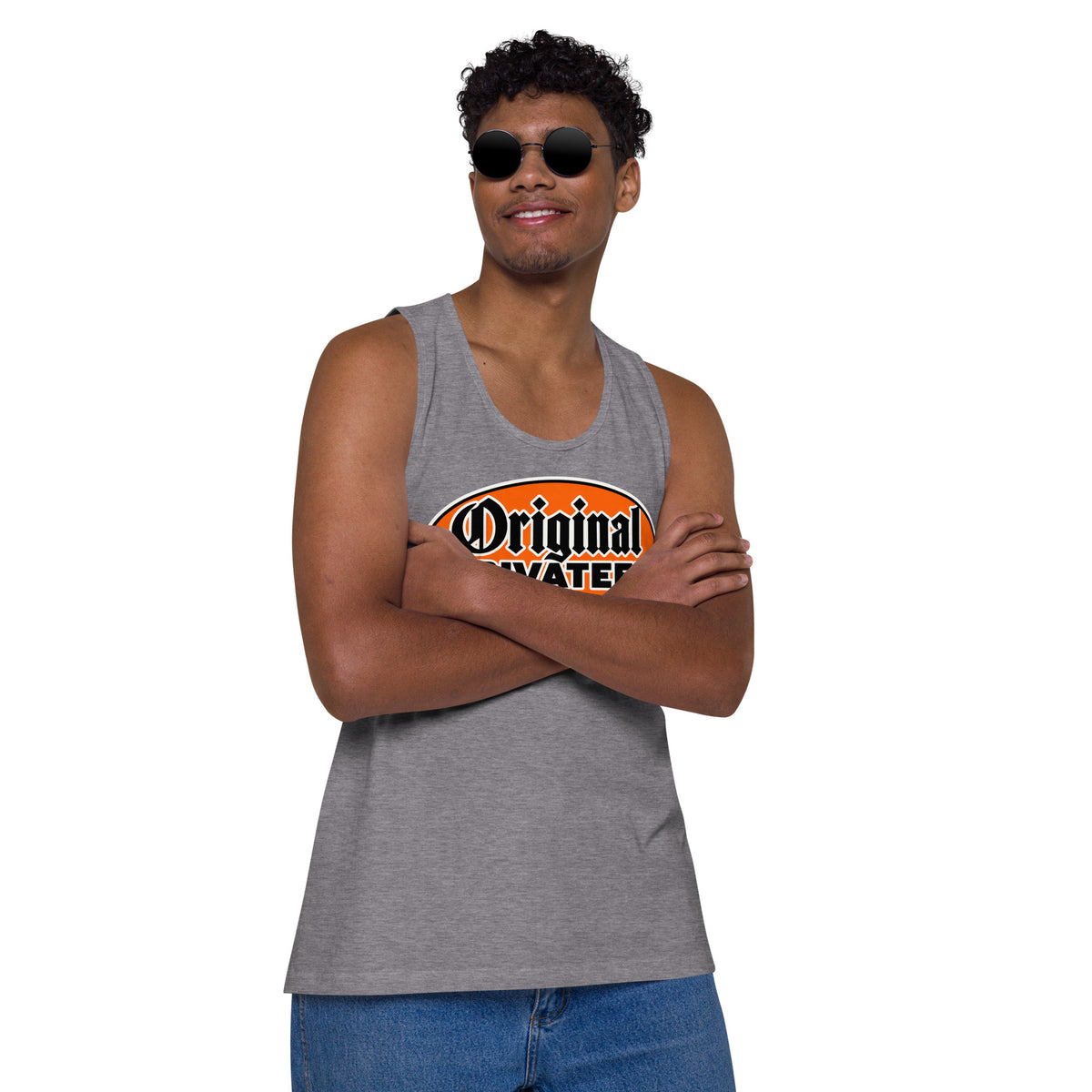 Men's Retro Orange Motorcycle Tank Top | Original Privateer