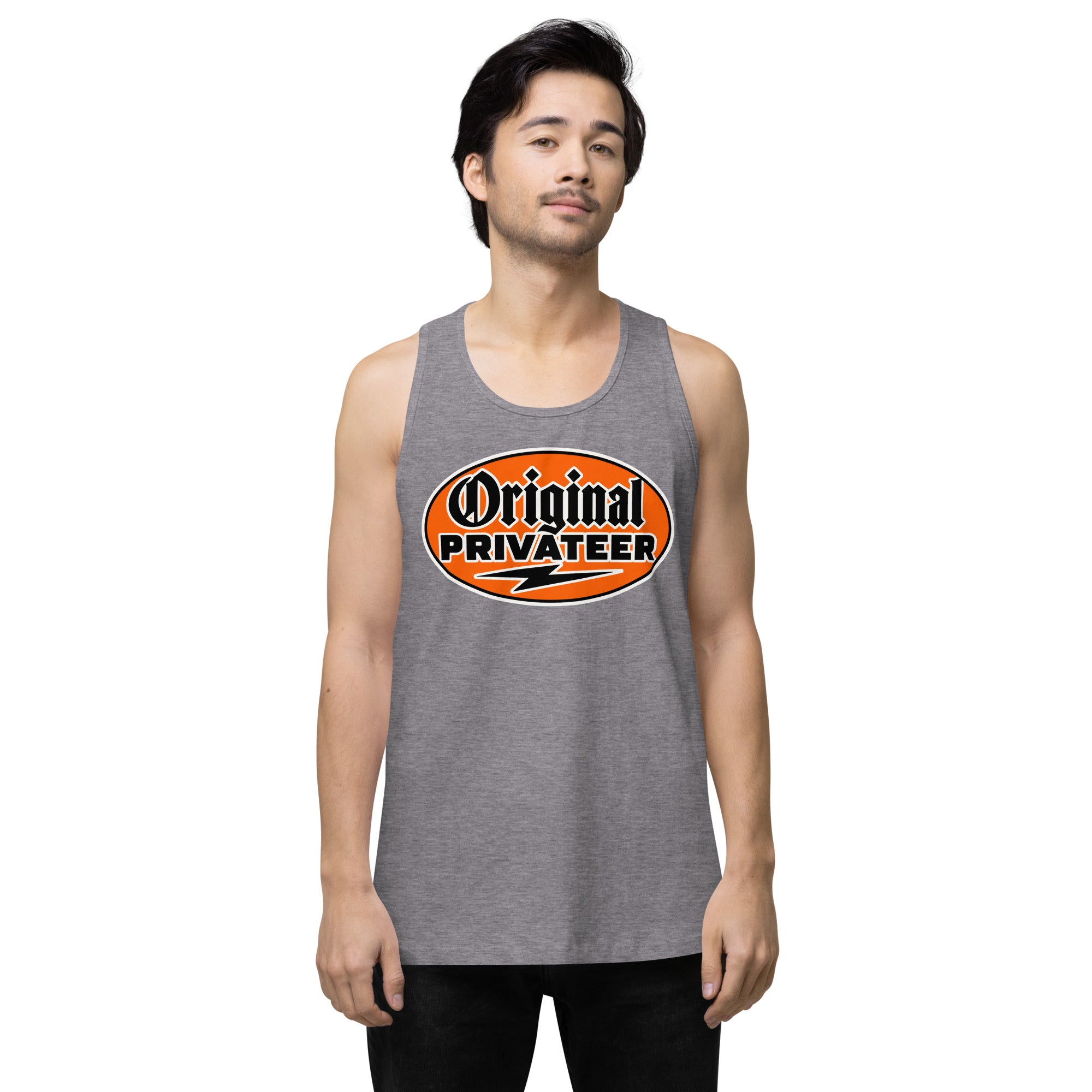 Men's Retro Orange Motorcycle Tank Top | Original Privateer
