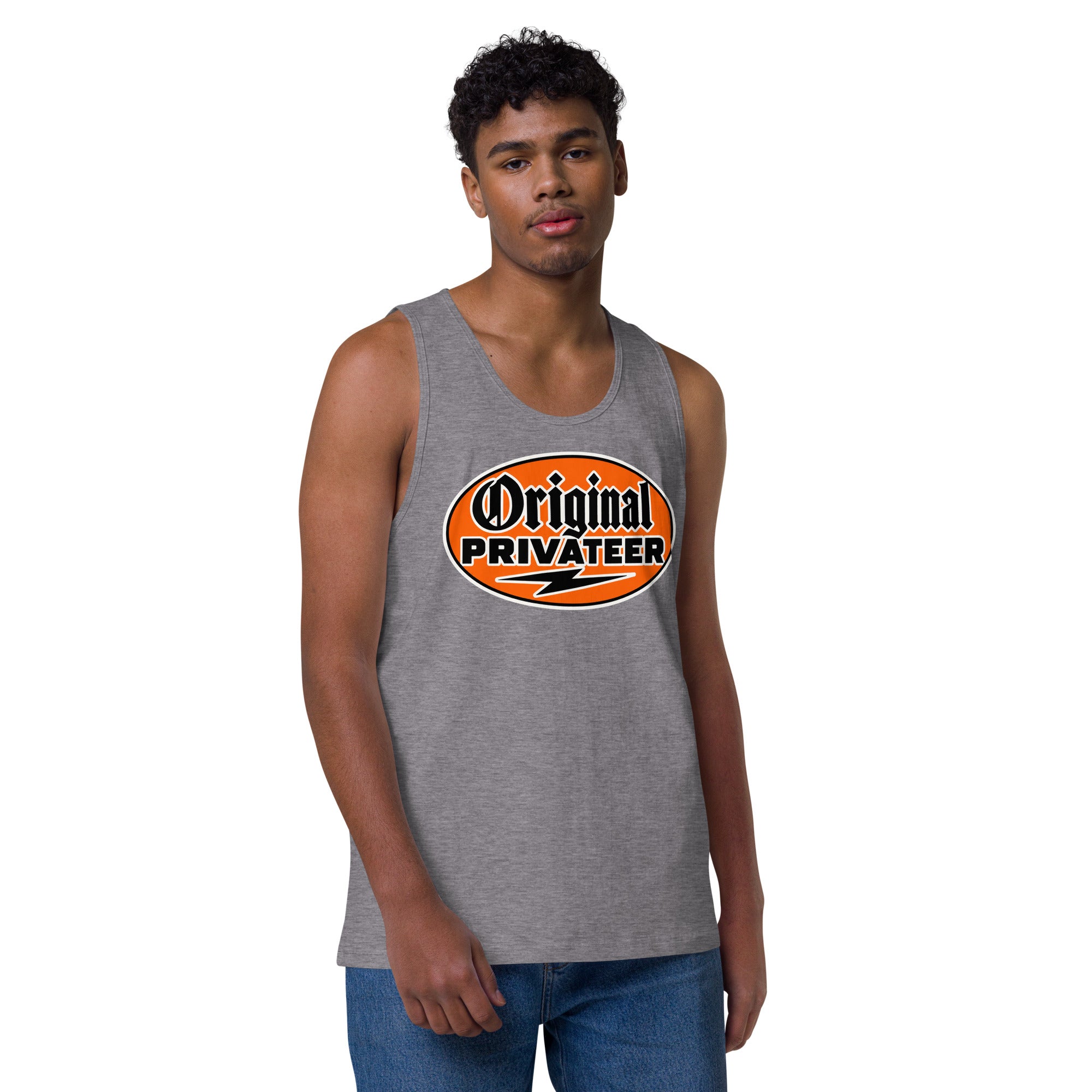 Men's Retro Orange Motorcycle Tank Top | Original Privateer