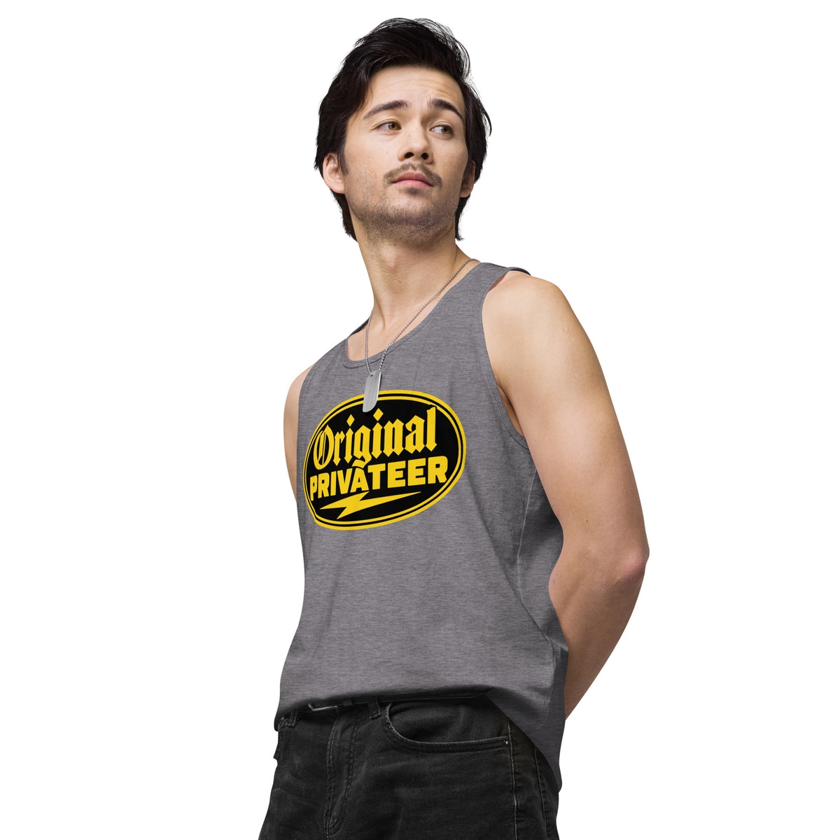Men's Black & Gold Motorcycle Tank Top | Original Privateer