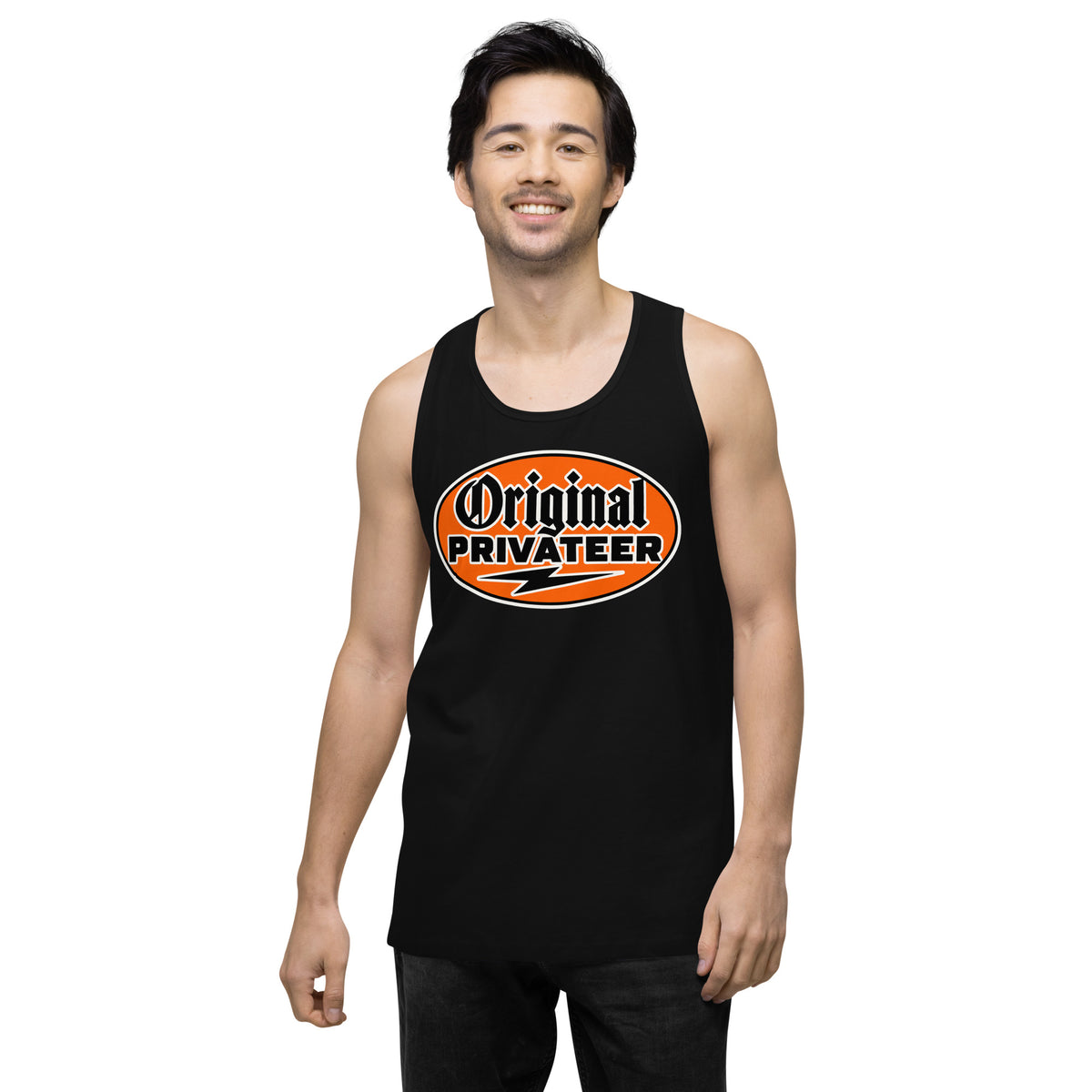 Men's Retro Orange Motorcycle Tank Top | Original Privateer