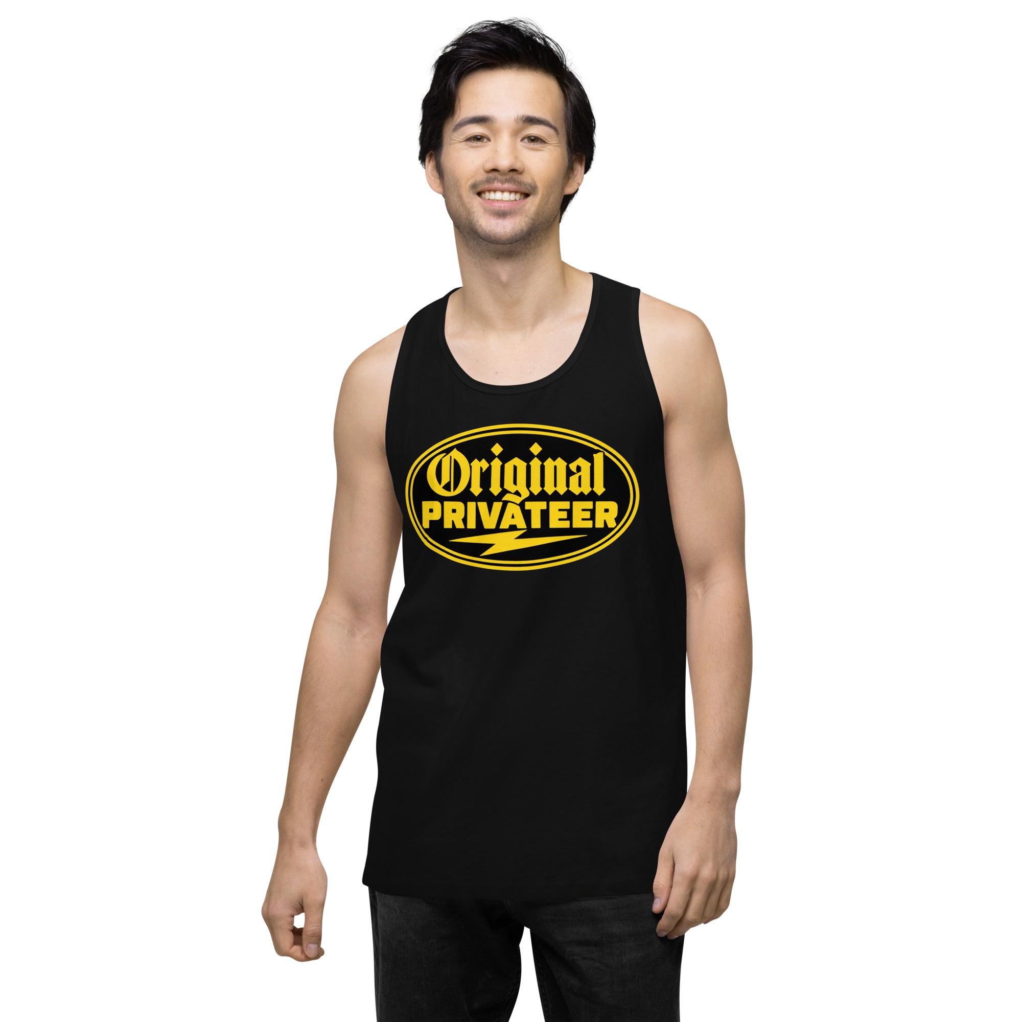 Men's Black & Gold Motorcycle Tank Top | Original Privateer