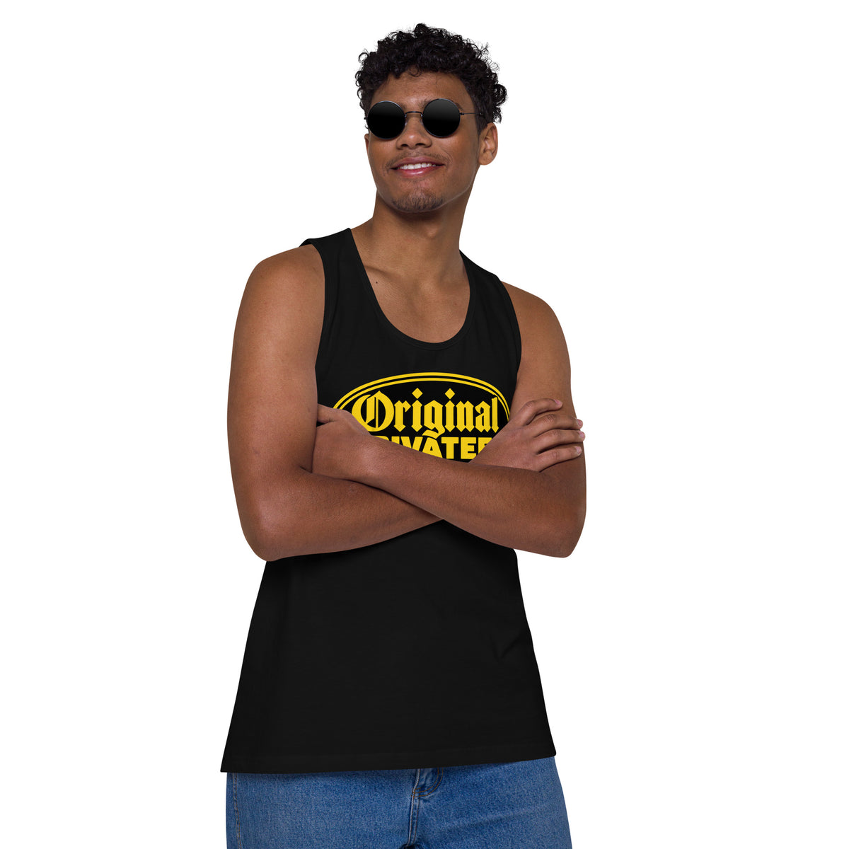 Men's Black & Gold Motorcycle Tank Top | Original Privateer