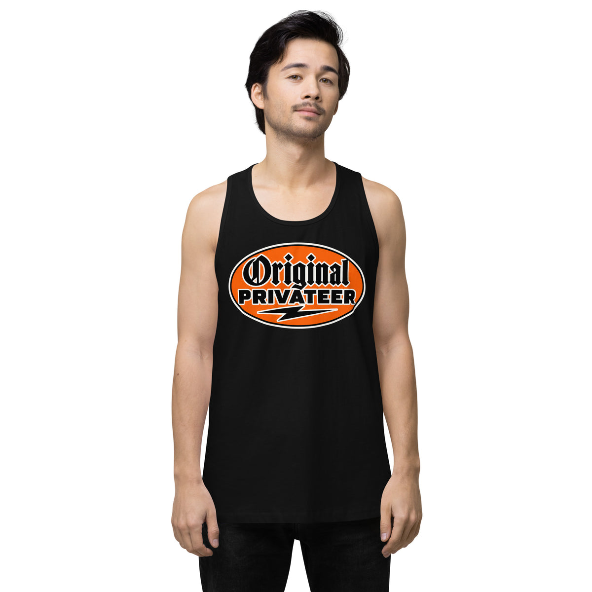 Men's Retro Orange Motorcycle Tank Top | Original Privateer