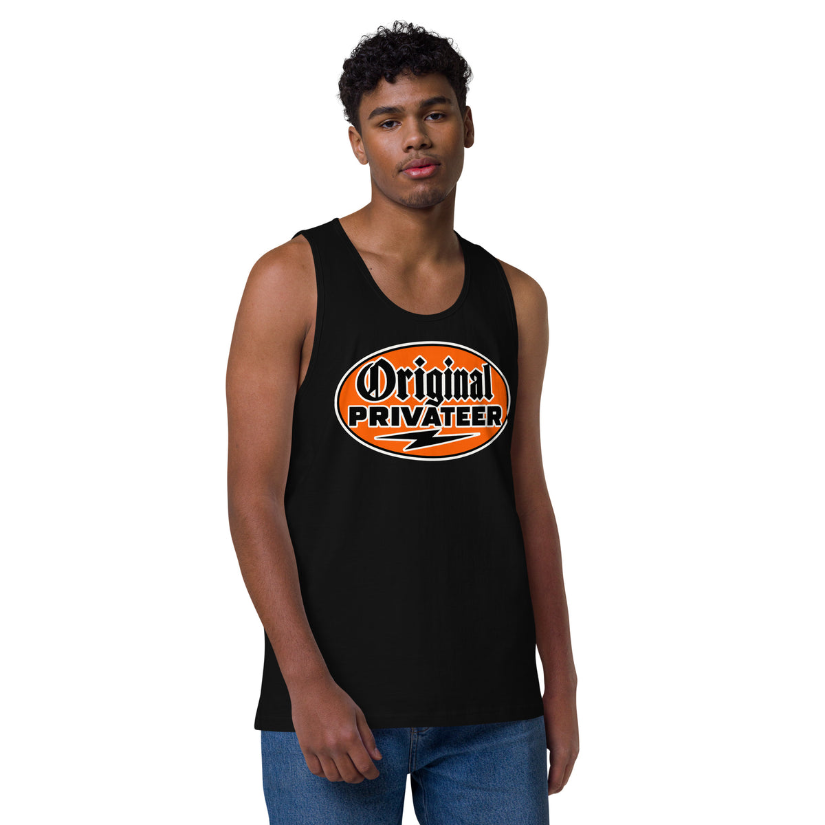 Men's Retro Orange Motorcycle Tank Top | Original Privateer