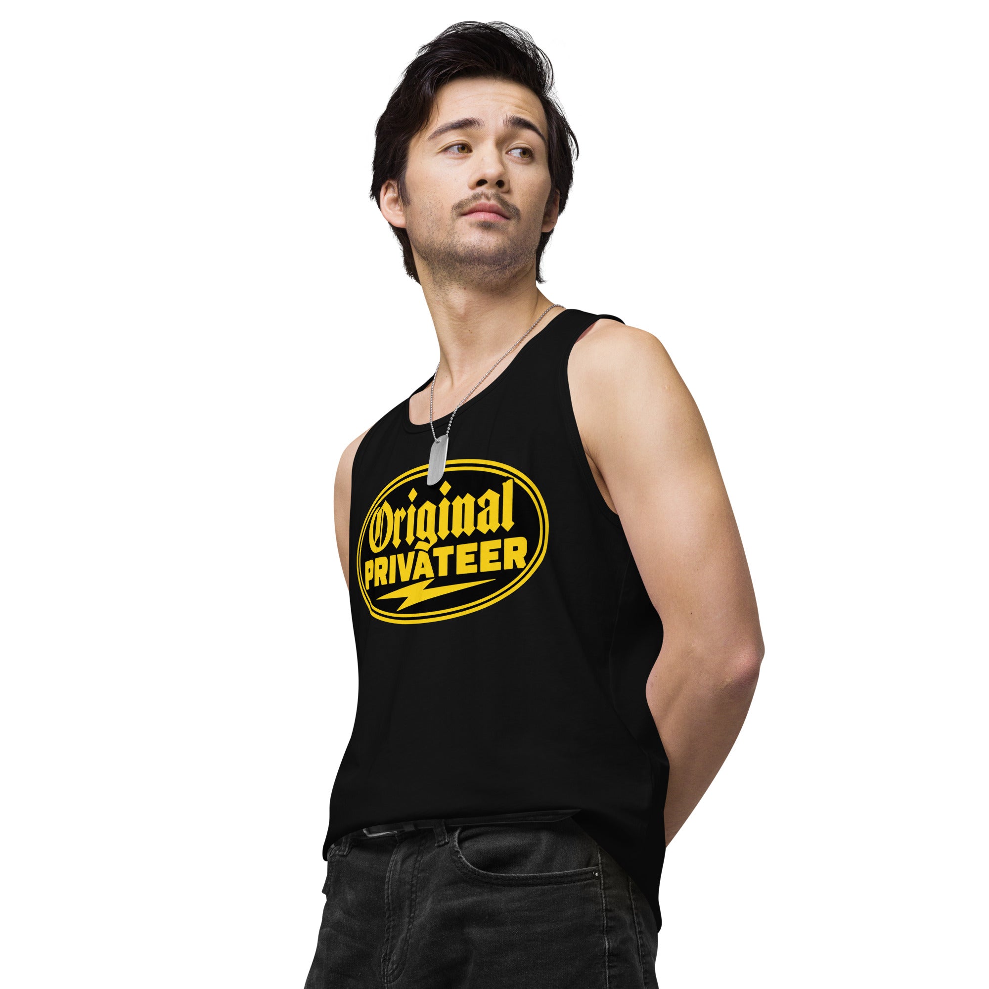 Men's Black & Gold Motorcycle Tank Top | Original Privateer
