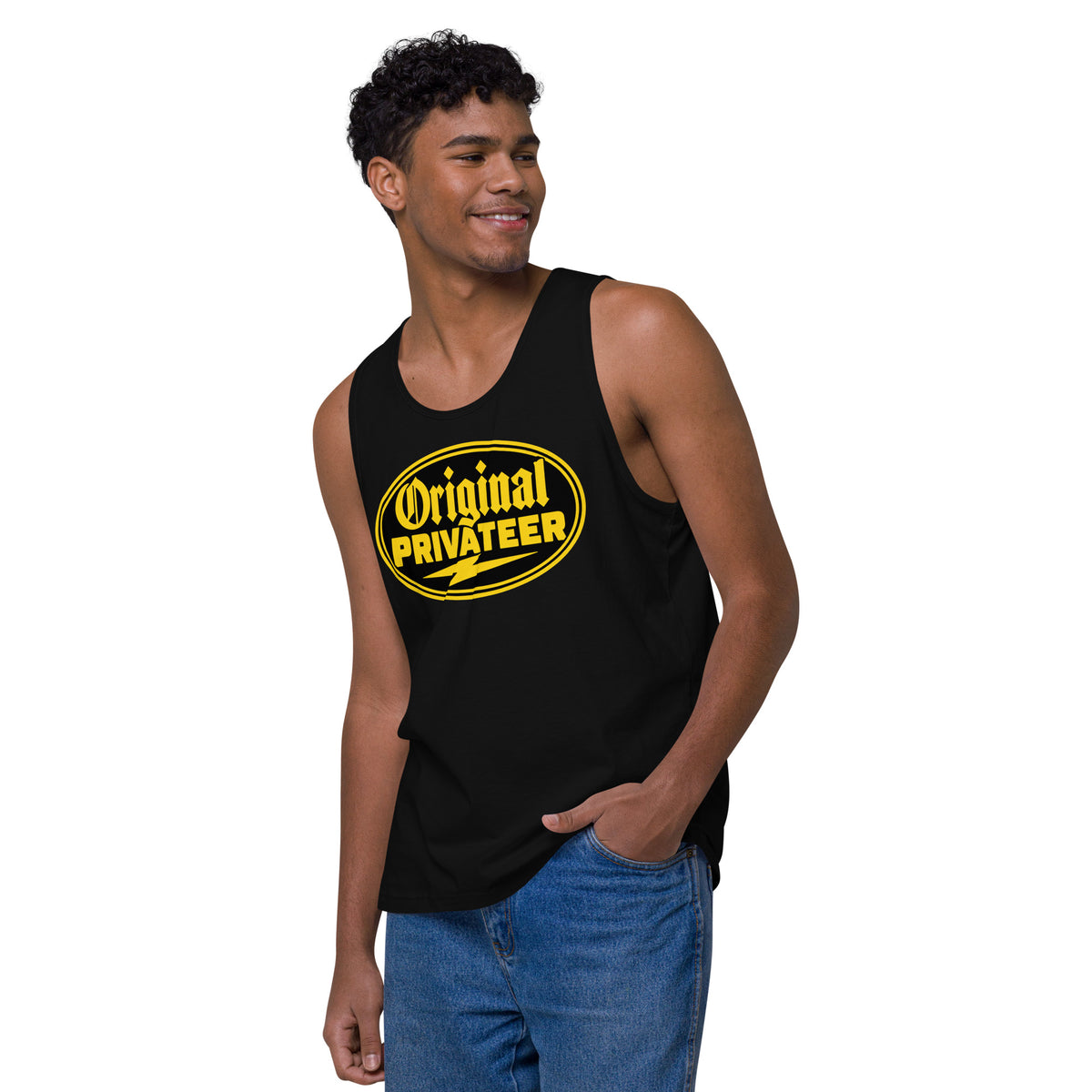 Men's Black & Gold Motorcycle Tank Top | Original Privateer