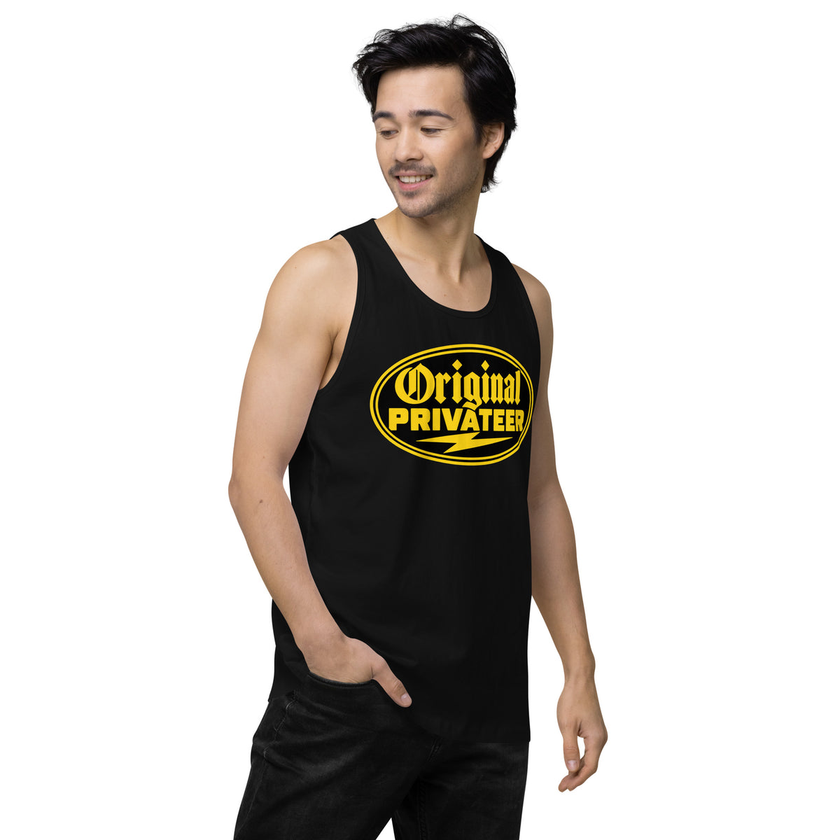 Men's Black & Gold Motorcycle Tank Top | Original Privateer