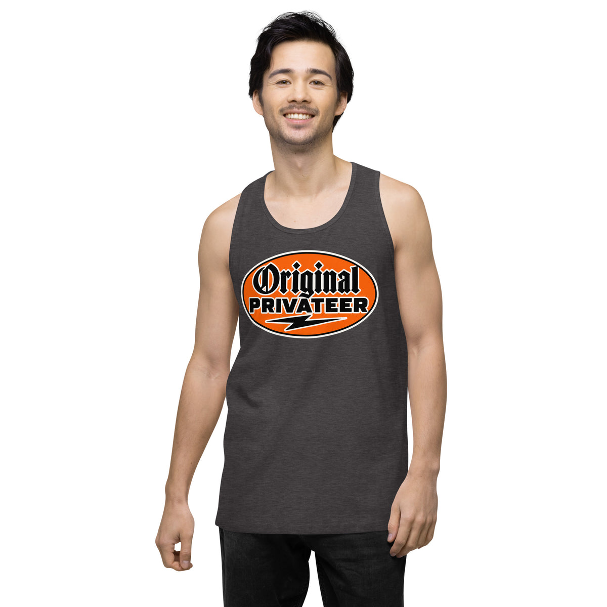 Men's Retro Orange Motorcycle Tank Top | Original Privateer