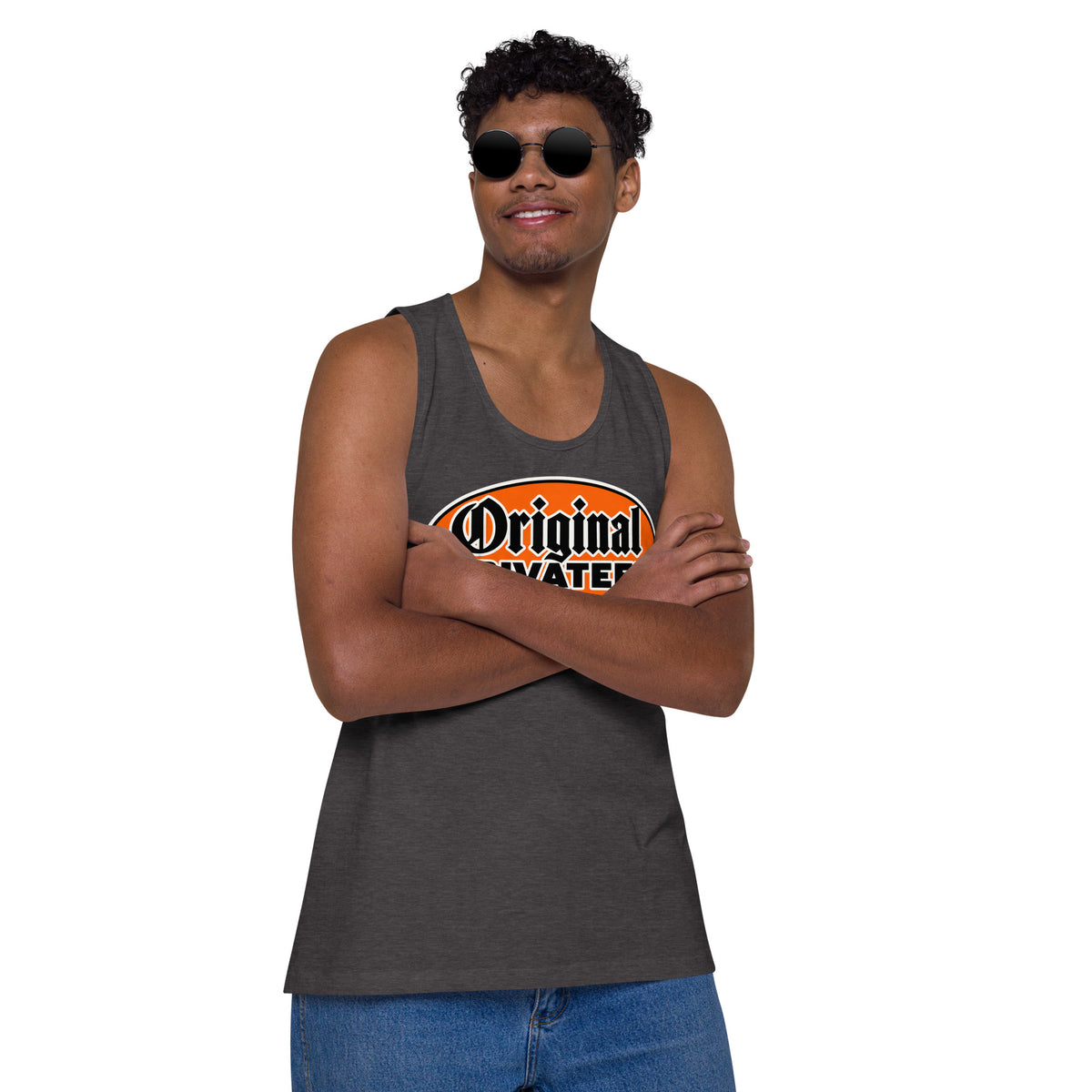 Men's Retro Orange Motorcycle Tank Top | Original Privateer
