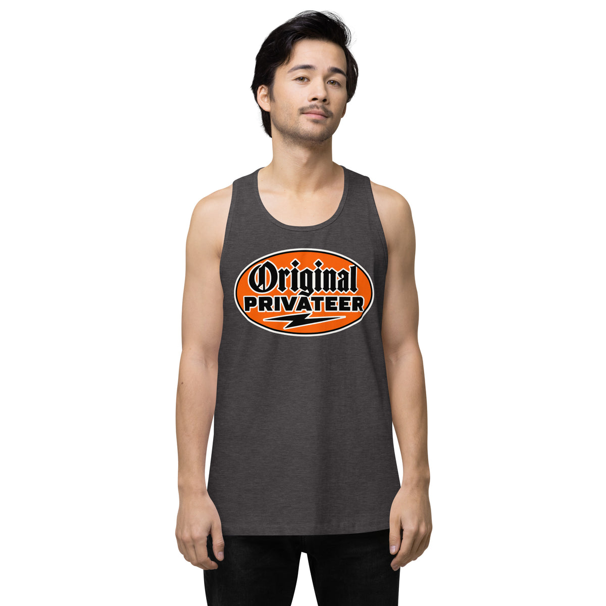 Men's Retro Orange Motorcycle Tank Top | Original Privateer