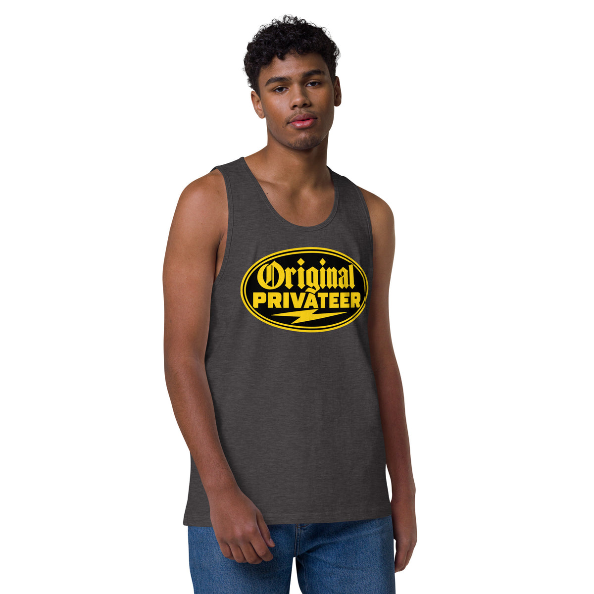 Men's Black & Gold Motorcycle Tank Top | Original Privateer