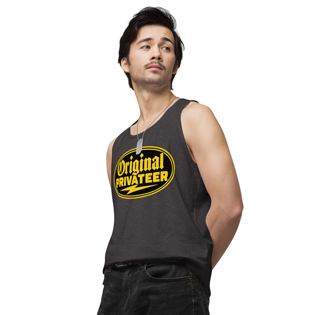 Men's Black & Gold Motorcycle Tank Top | Original Privateer