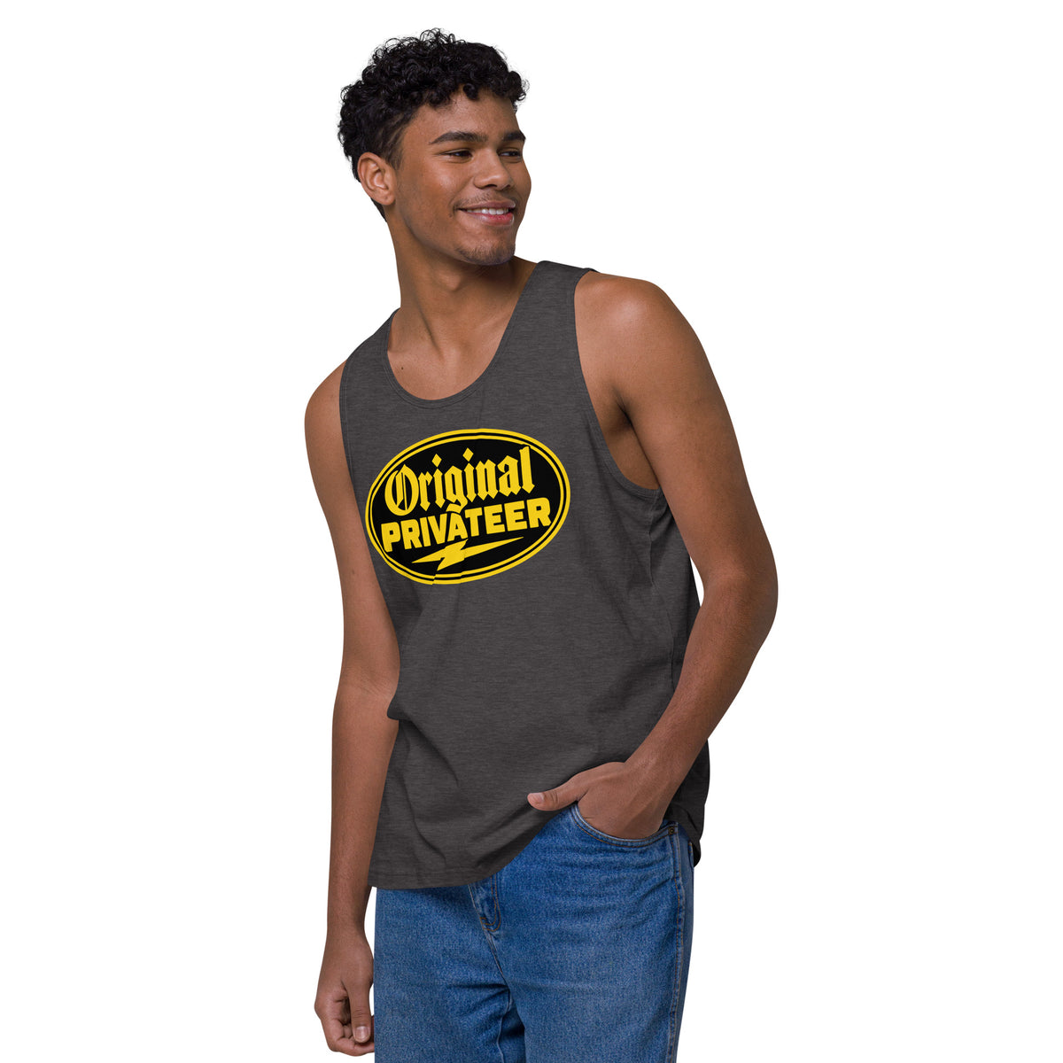 Men's Black & Gold Motorcycle Tank Top | Original Privateer
