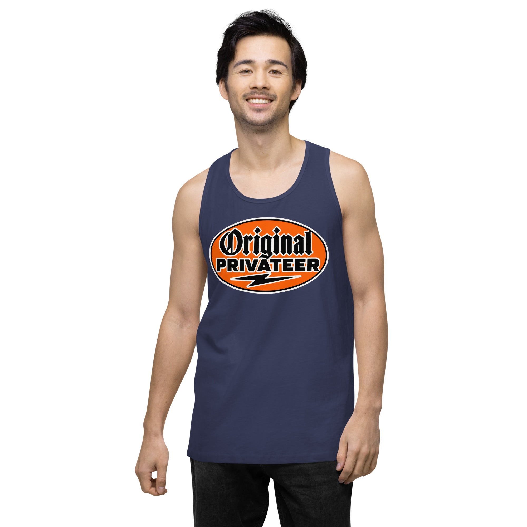 Men's Retro Orange Motorcycle Tank Top | Original Privateer