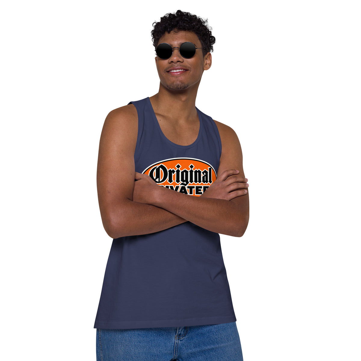 Men's Retro Orange Motorcycle Tank Top | Original Privateer