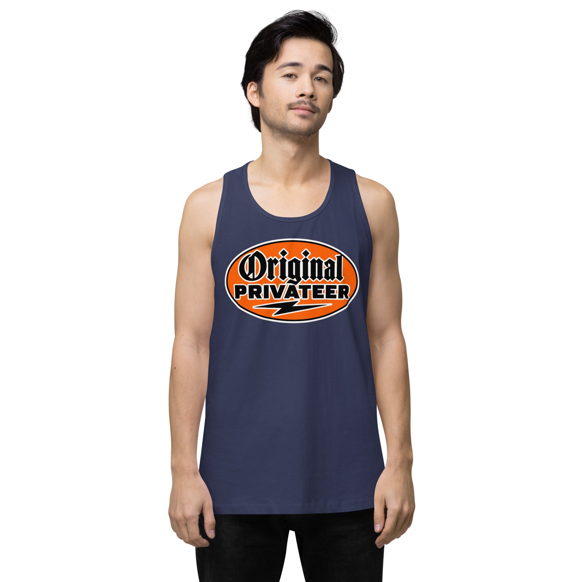 Men's Retro Orange Motorcycle Tank Top | Original Privateer