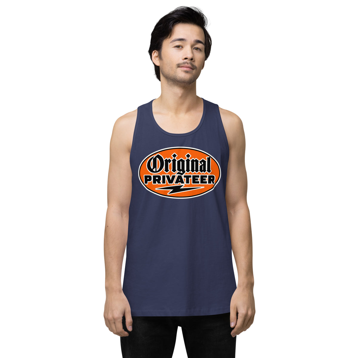 Men's Retro Orange Motorcycle Tank Top | Original Privateer