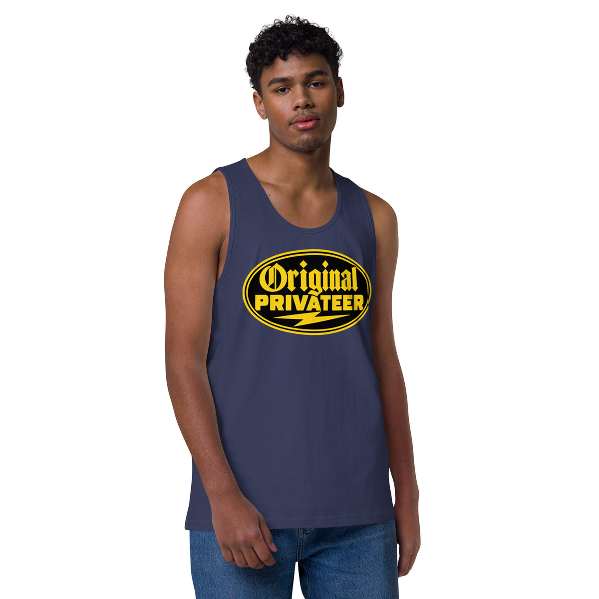 Men's Black & Gold Motorcycle Tank Top | Original Privateer