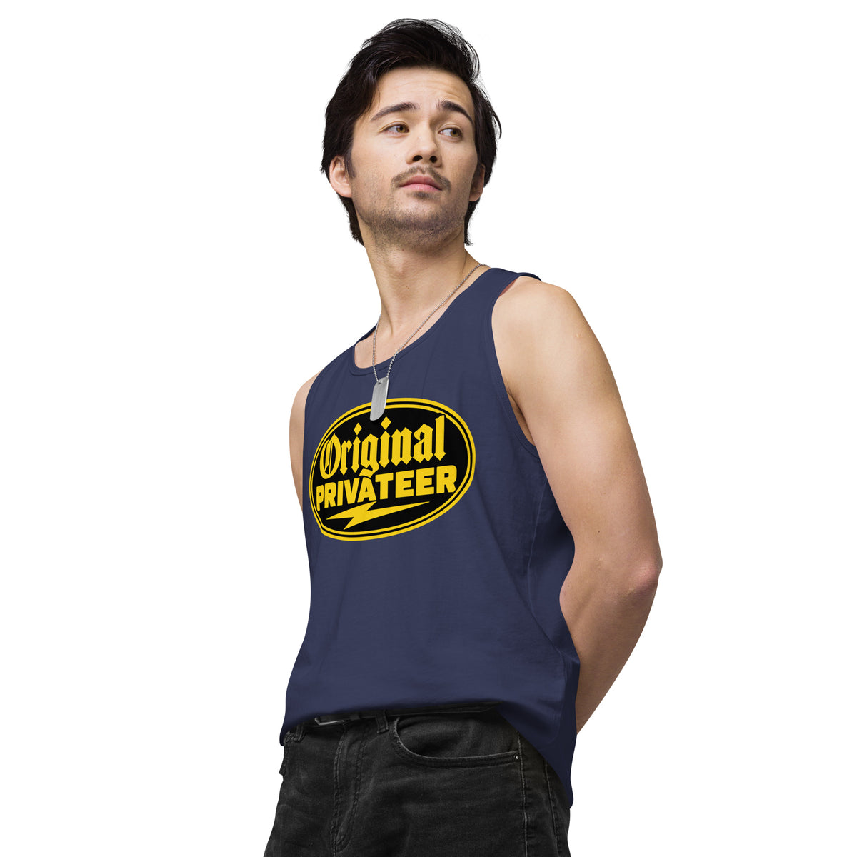 Men's Black & Gold Motorcycle Tank Top | Original Privateer