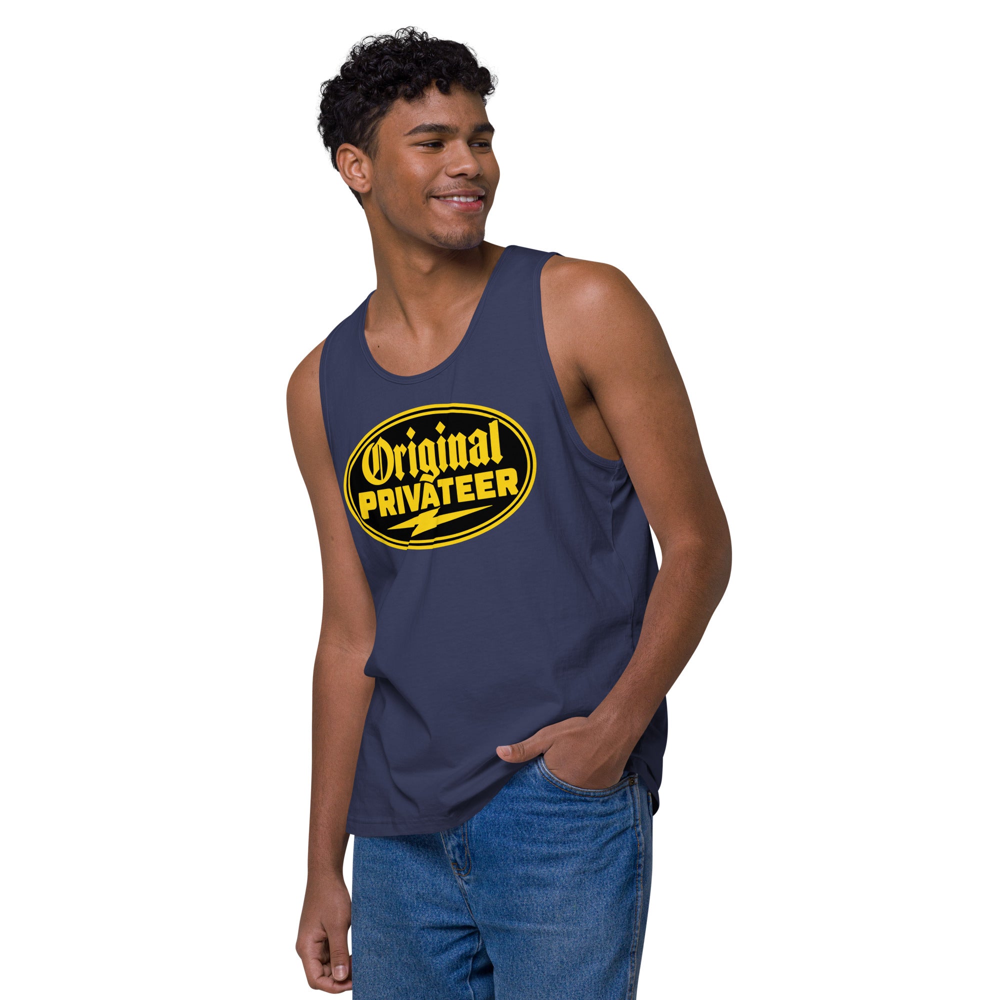 Men's Black & Gold Motorcycle Tank Top | Original Privateer